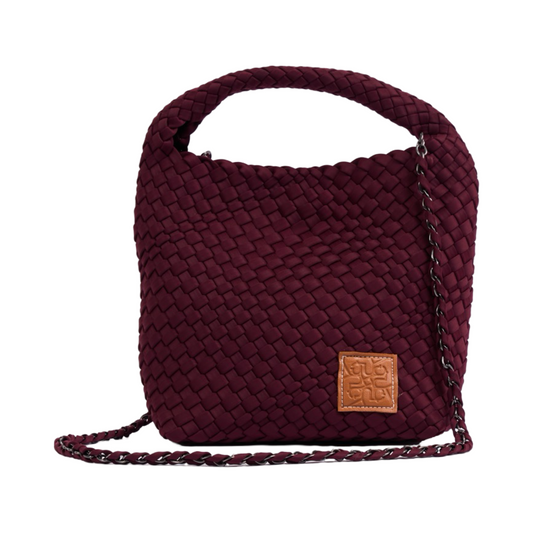 Woven Satin Tote Bag M - Burgundy