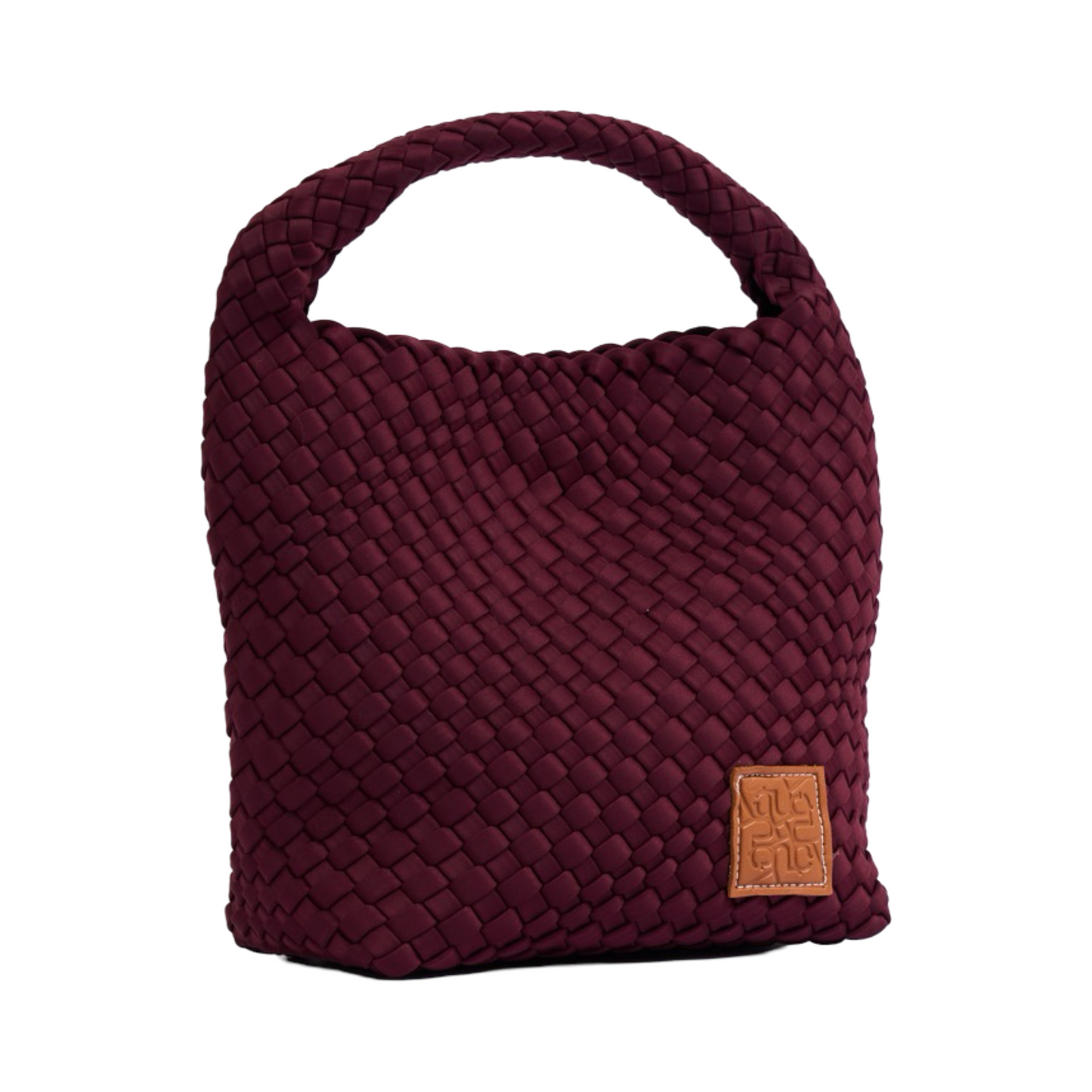 Woven Satin Tote Bag M - Burgundy