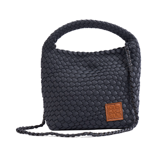 Woven Satin Tote Bag M - Grey