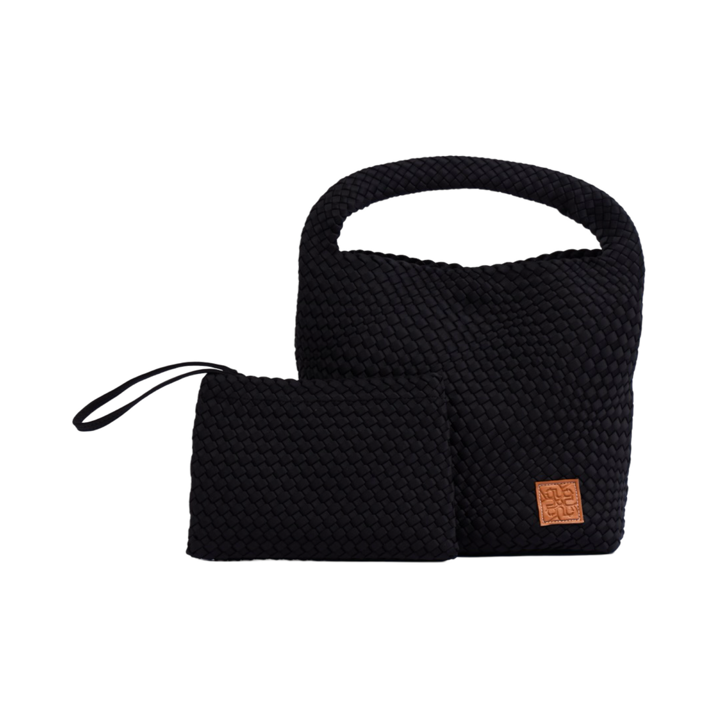 Woven Satin Tote Bag L - Black