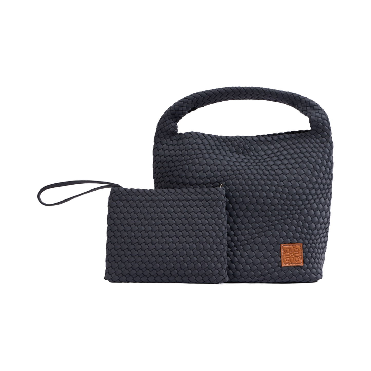 Woven Satin Tote Bag L - Grey