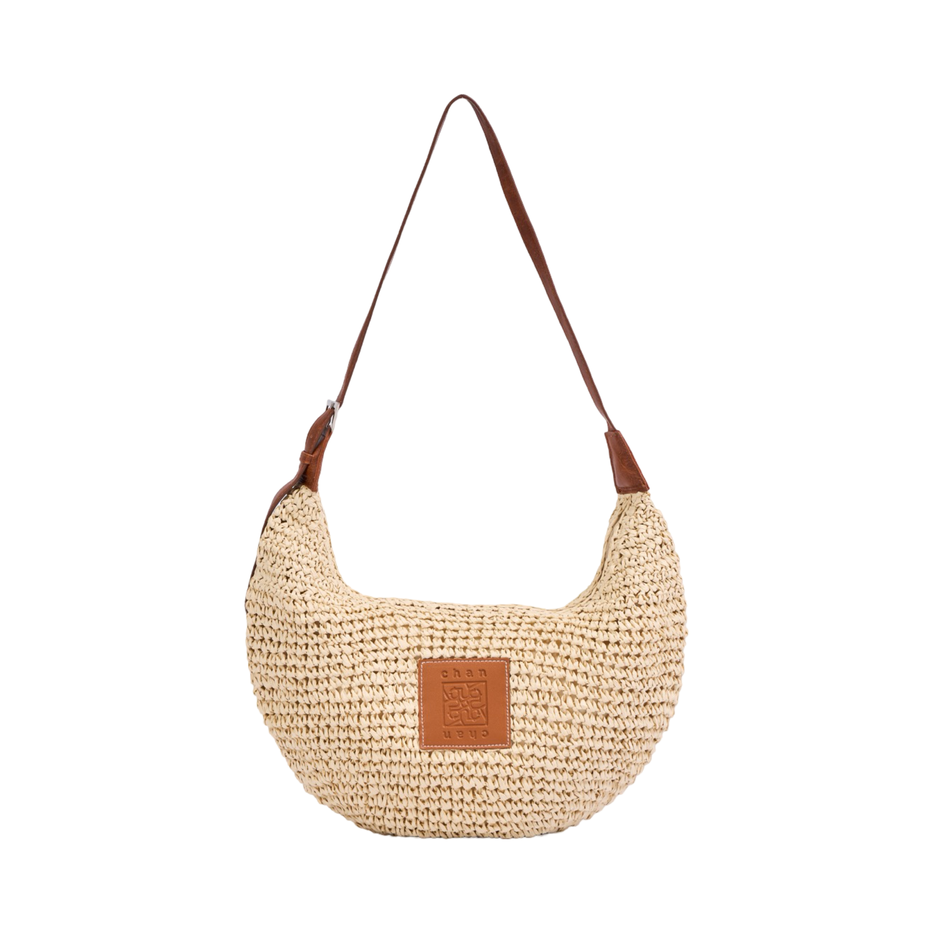 Everyday Earth – Spire Hobo Straw Shoulder Bag – Beige