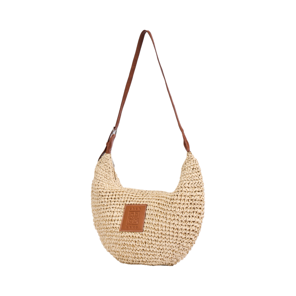 Everyday Earth – Spire Hobo Straw Shoulder Bag – Beige