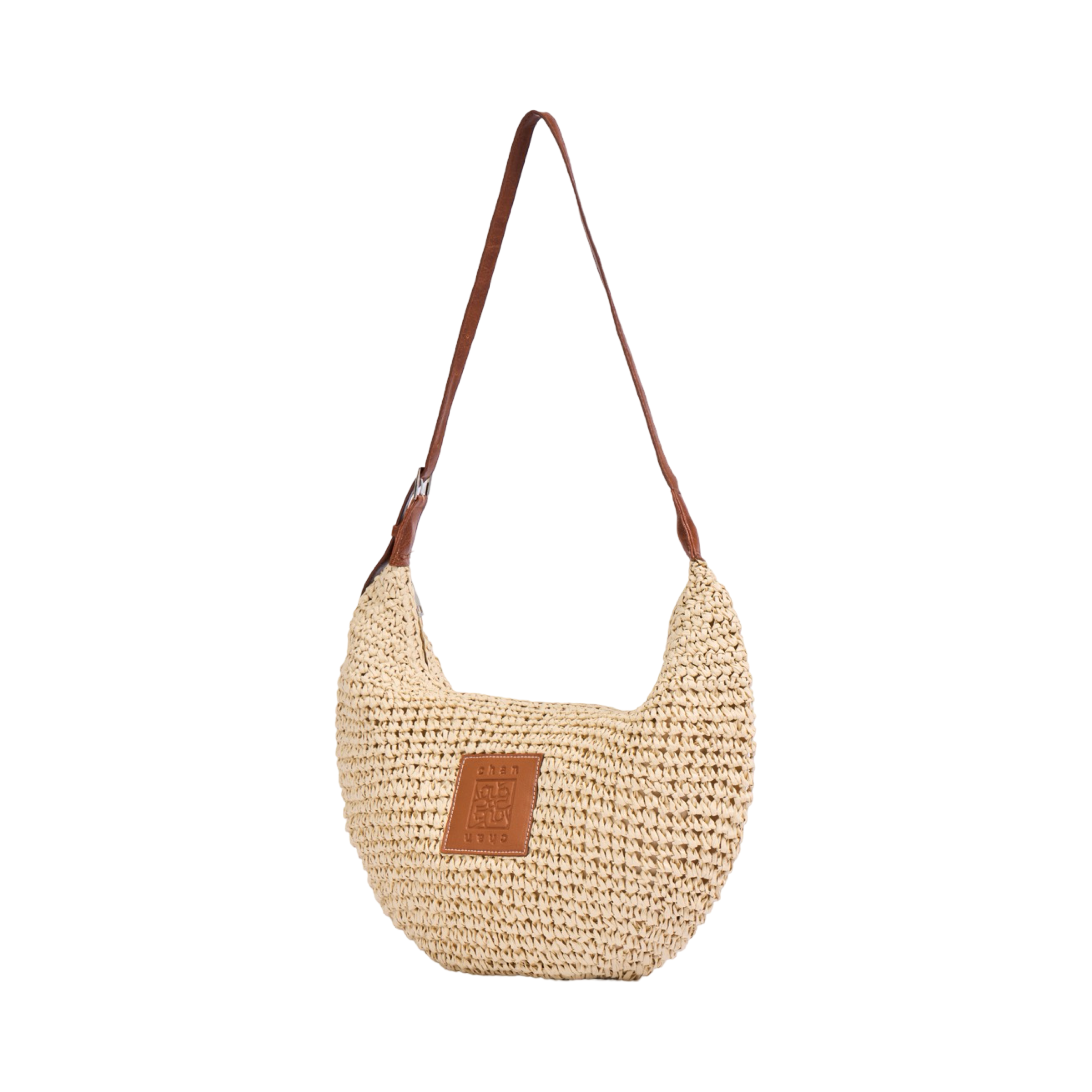 Everyday Earth – Spire Hobo Straw Shoulder Bag – Beige