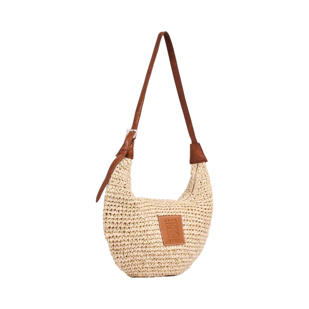 Everyday Earth – Spire Hobo Straw Shoulder Bag – Beige