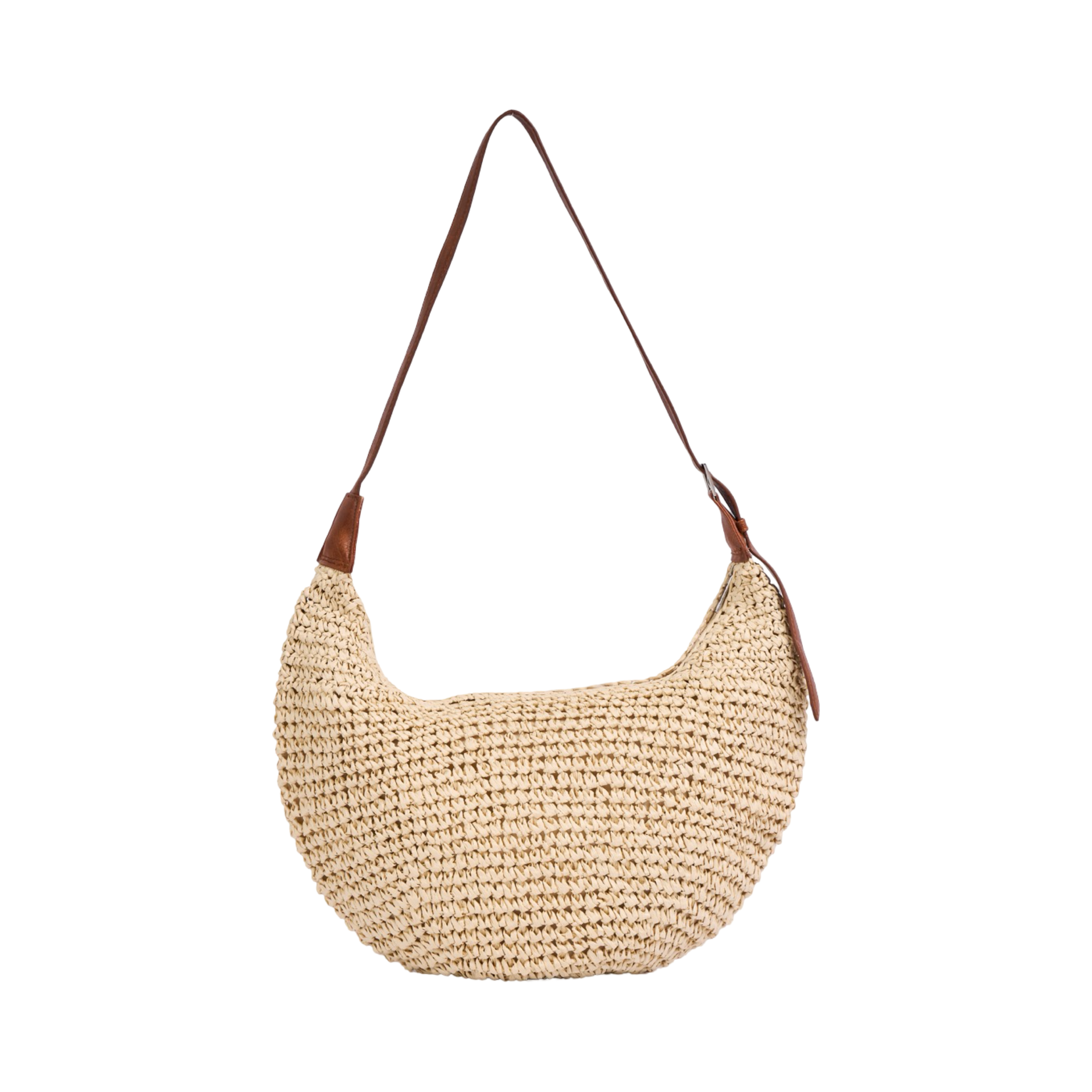 Everyday Earth – Spire Hobo Straw Shoulder Bag – Beige