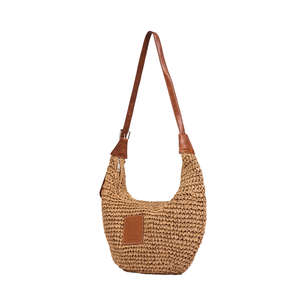 Everyday Earth – Spire Hobo Straw Shoulder Bag – Brown
