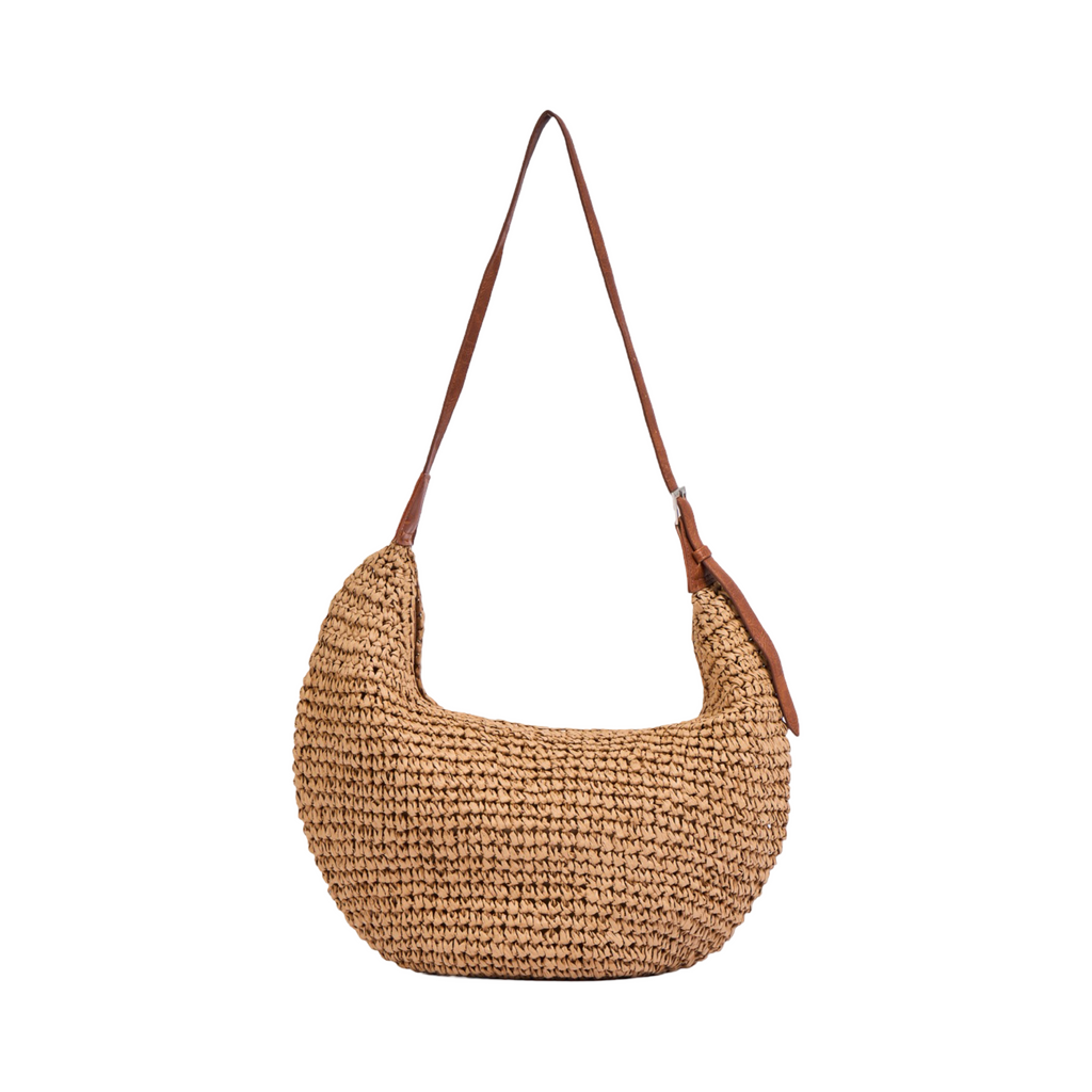 Everyday Earth – Spire Hobo Straw Shoulder Bag – Brown