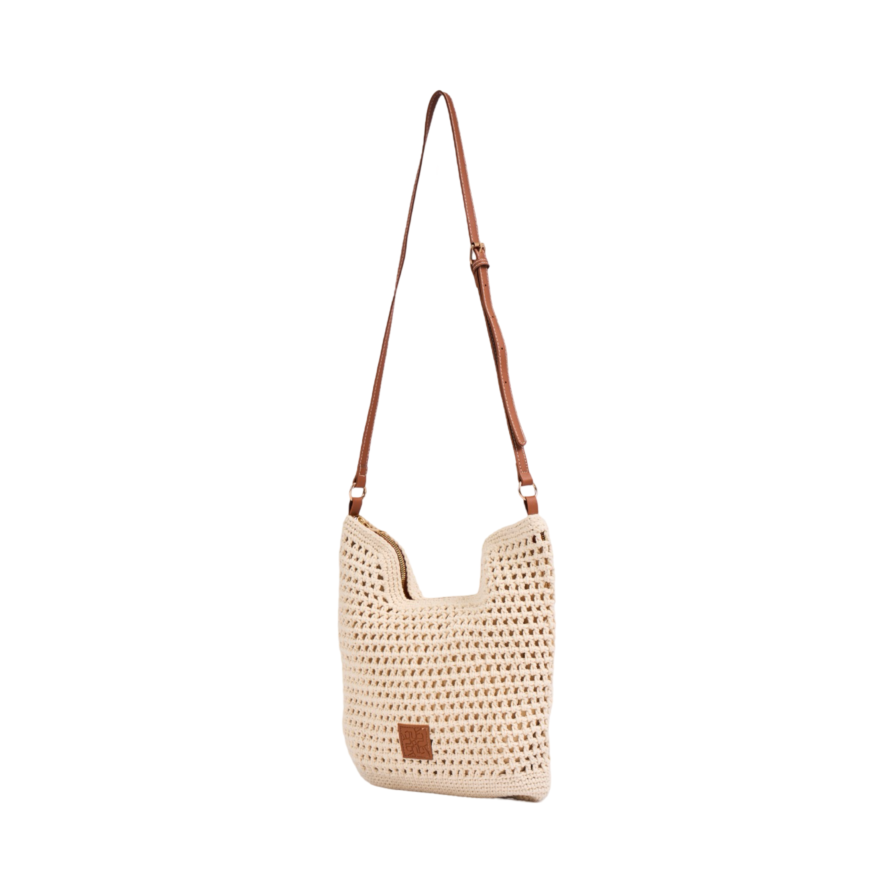 Knitted Crossbody Bag - Beige