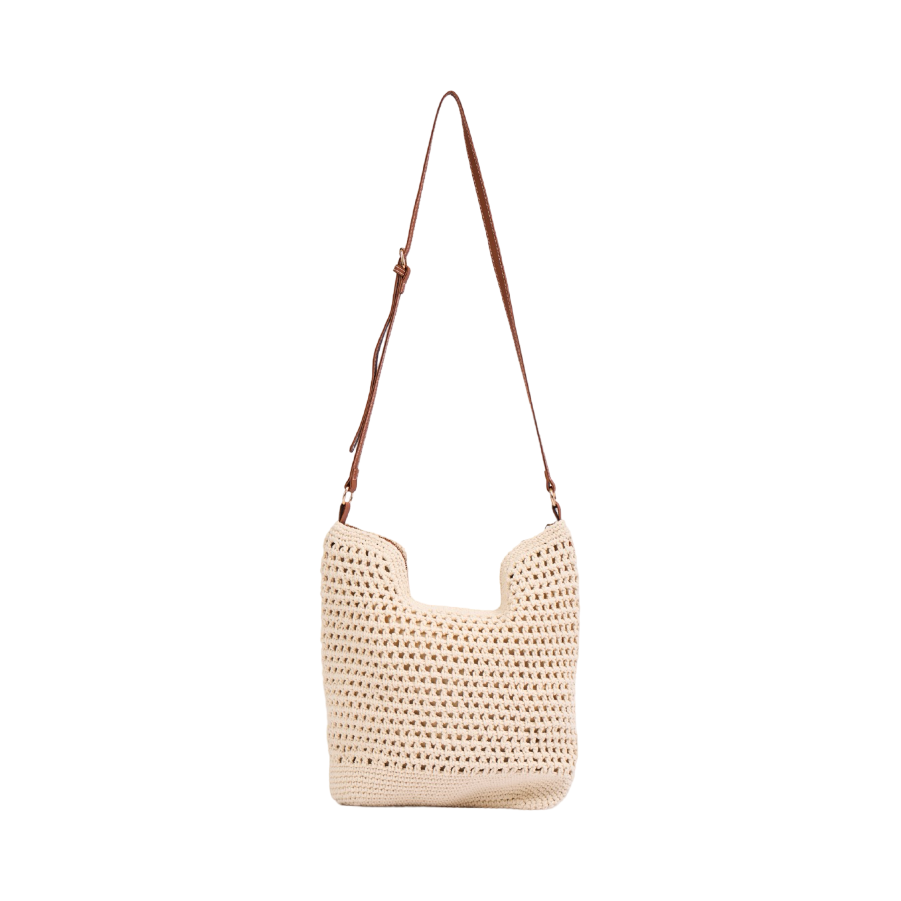 Knitted Crossbody Bag - Beige