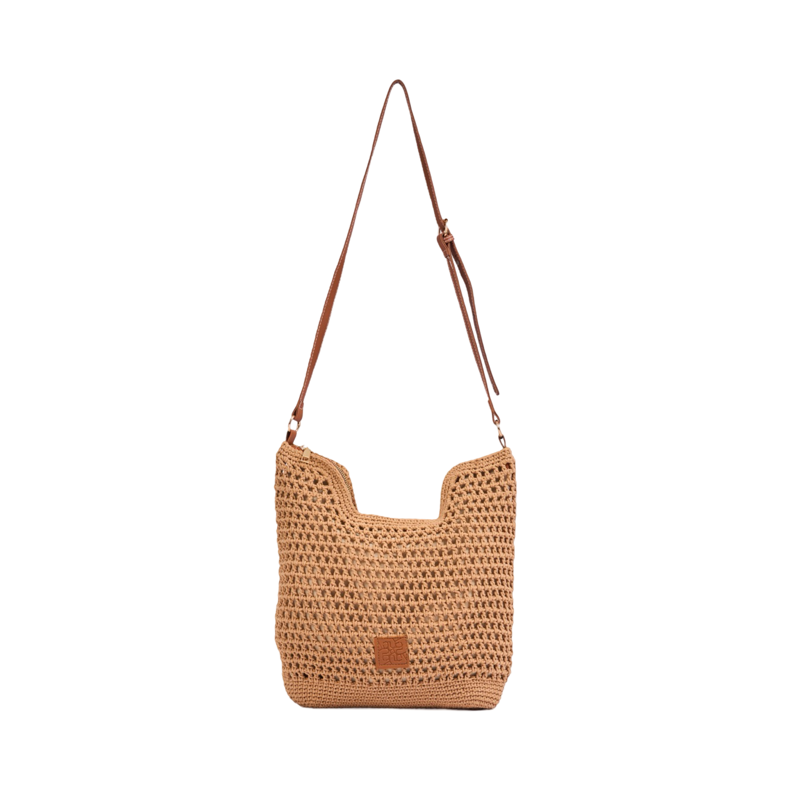Knitted Crossbody Bag - Brown