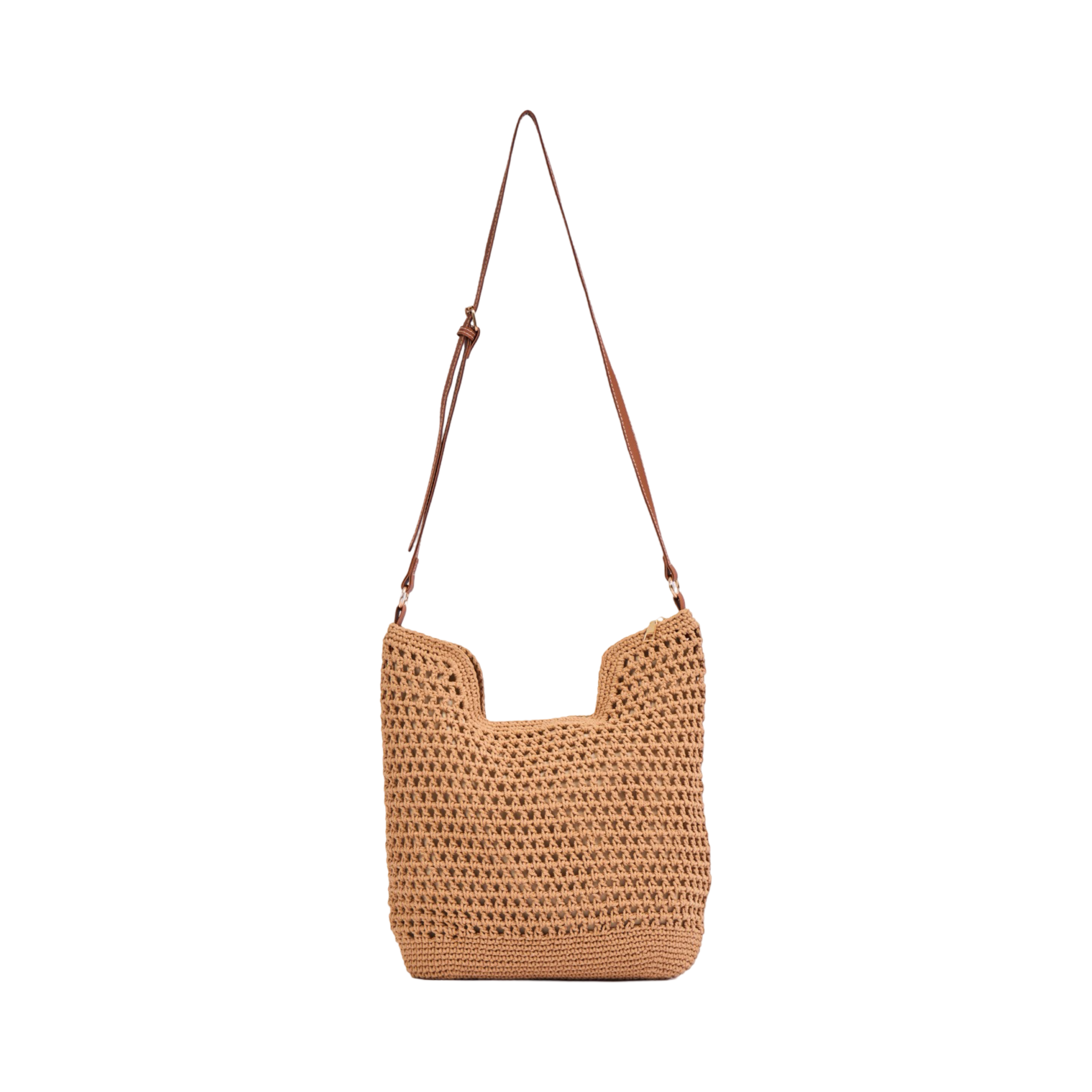 Knitted Crossbody Bag - Brown