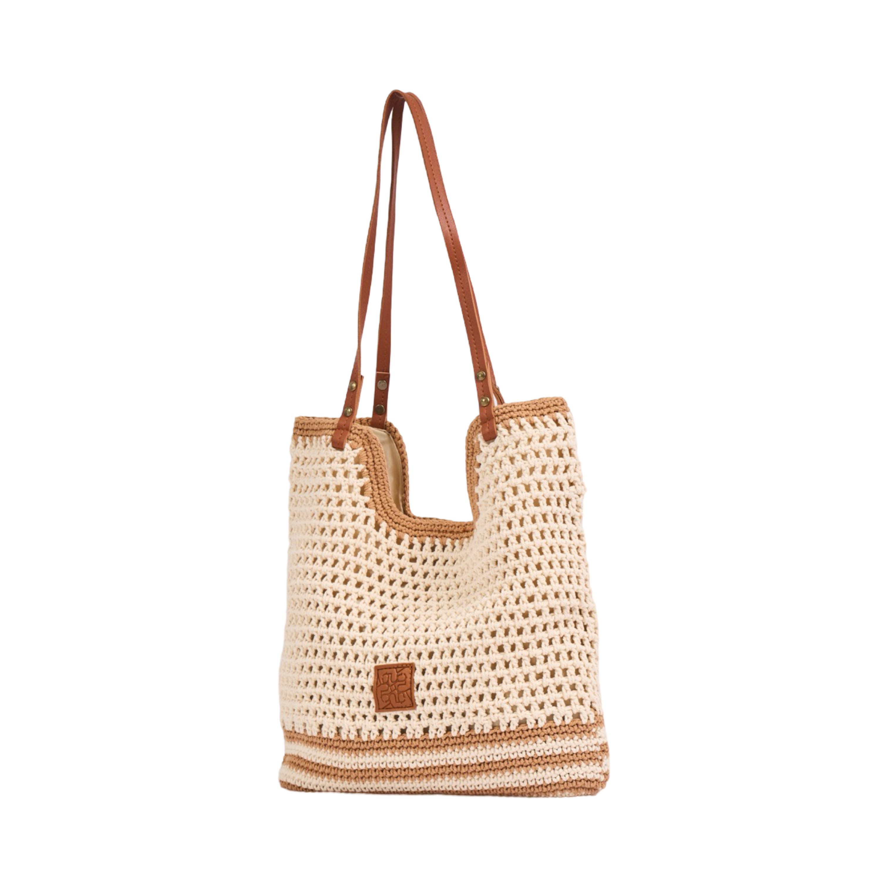 Knitted Tote Bag - Beige