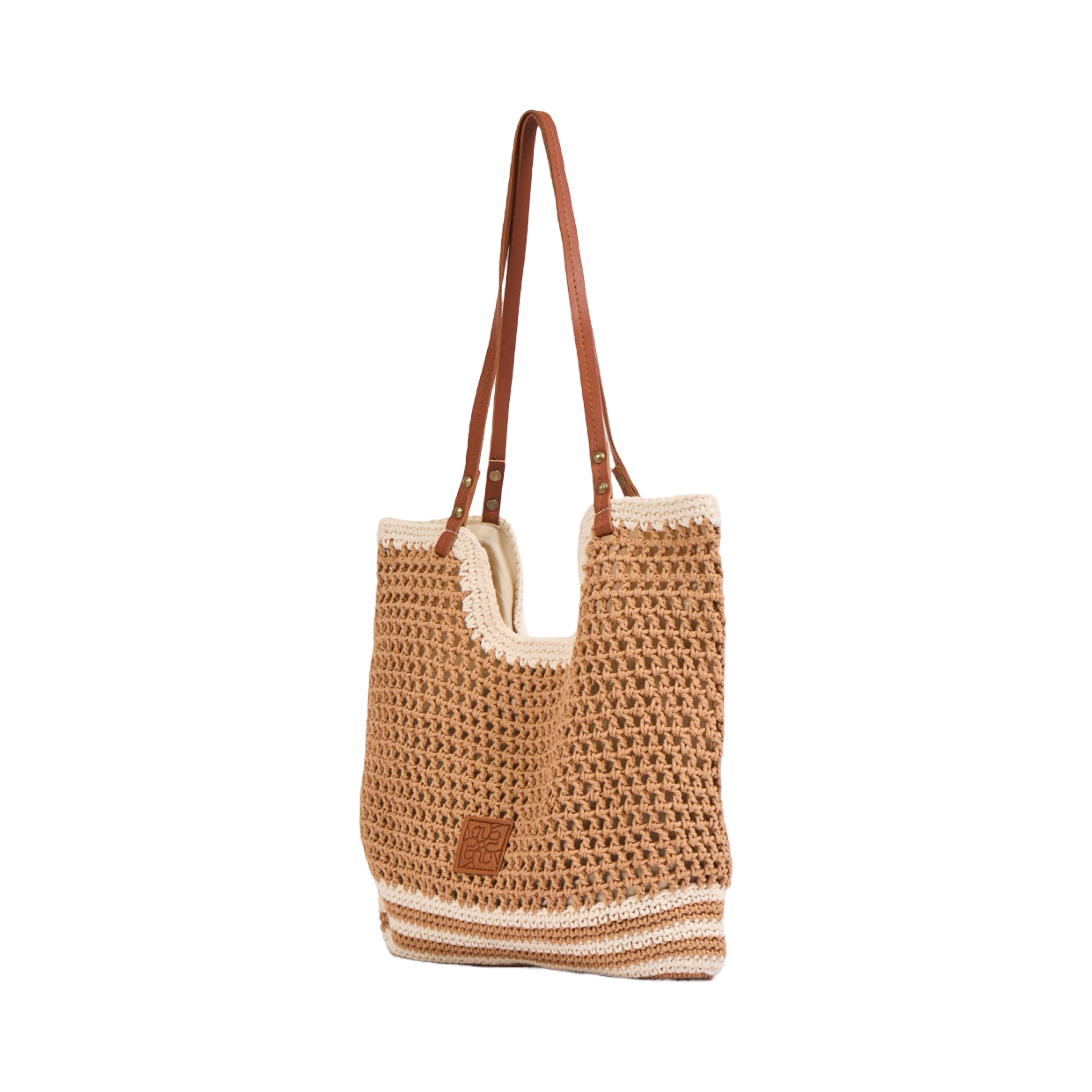 Knitted Tote Bag - Brown