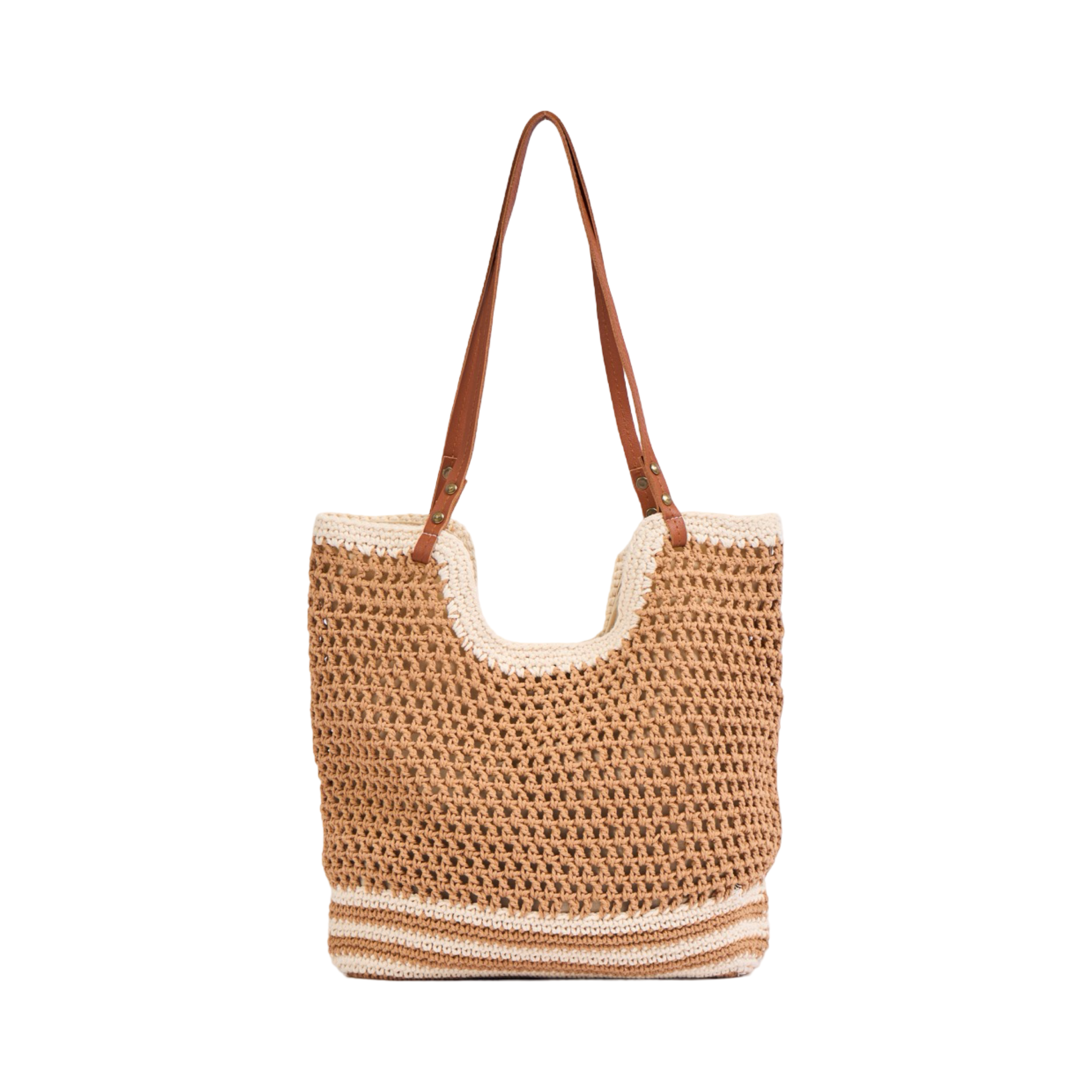 Knitted Tote Bag - Brown