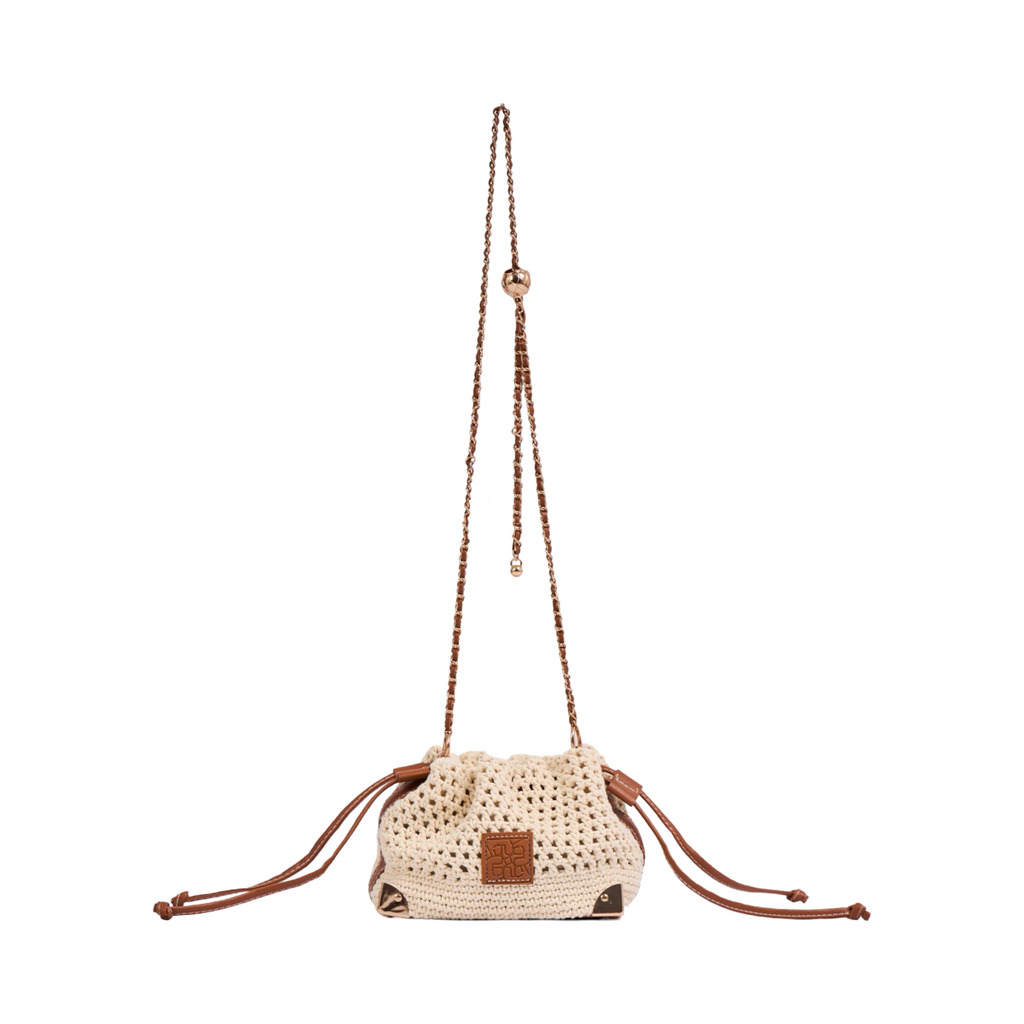 Dumpling Knitted Crossbody Bag - Beige