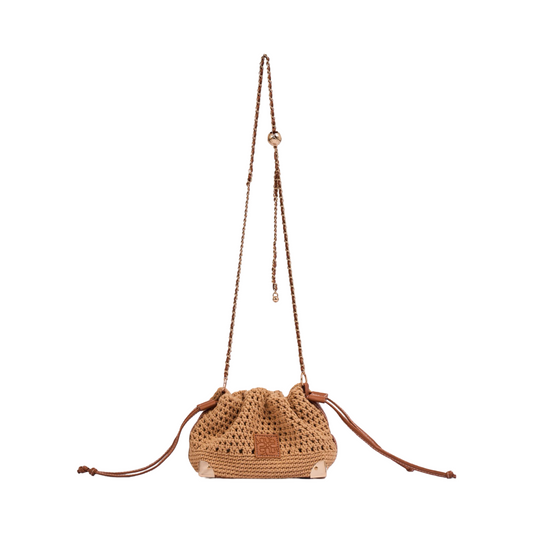 Dumpling Knitted Crossbody Bag - Brown