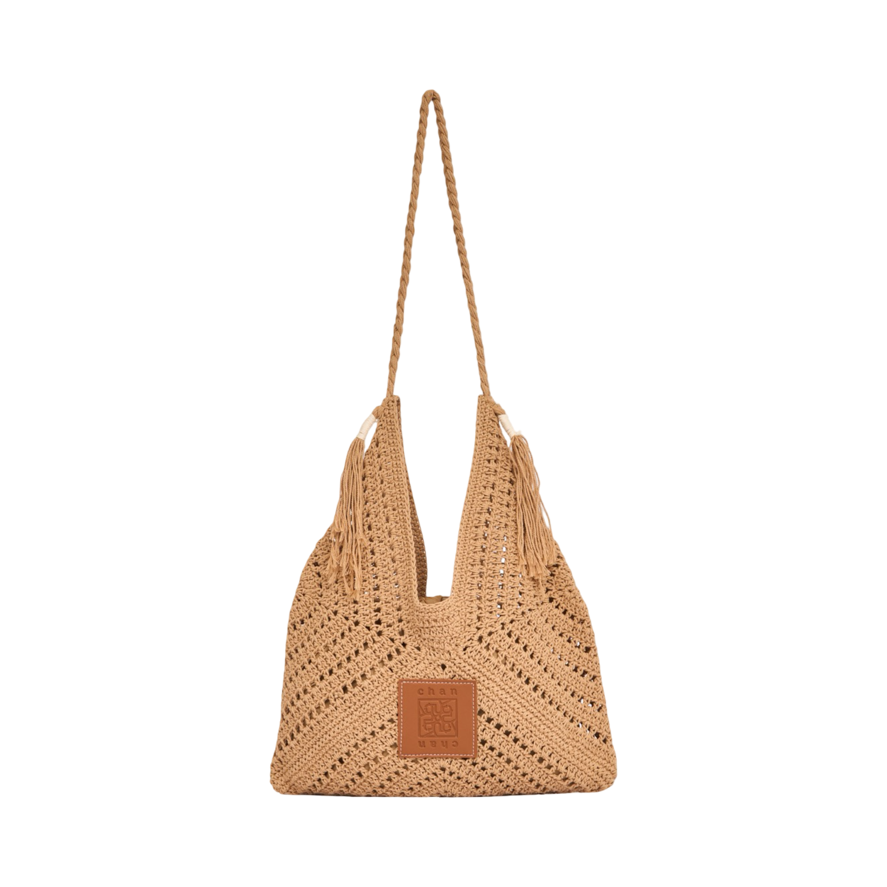 Knitted Tote Bag - Brown