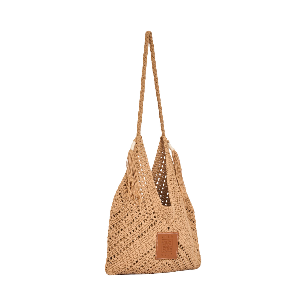Knitted Tote Bag - Brown