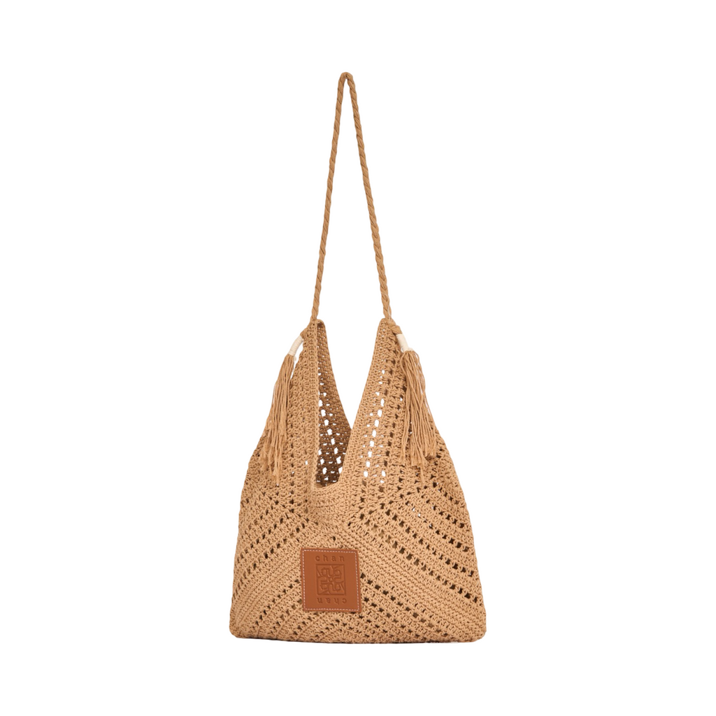 Knitted Tote Bag - Brown