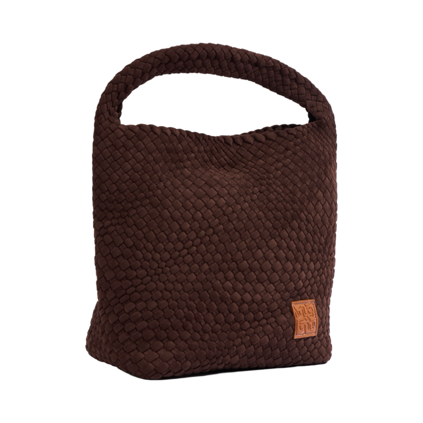 Woven Suede Tote Bag L - Brown