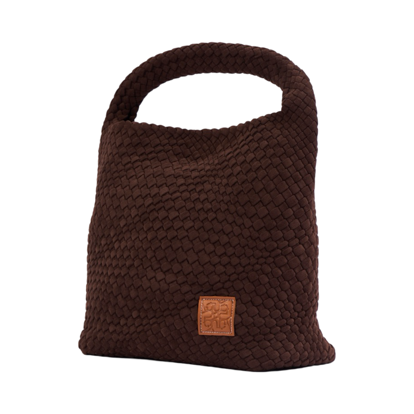 Woven Suede Tote Bag L - Brown
