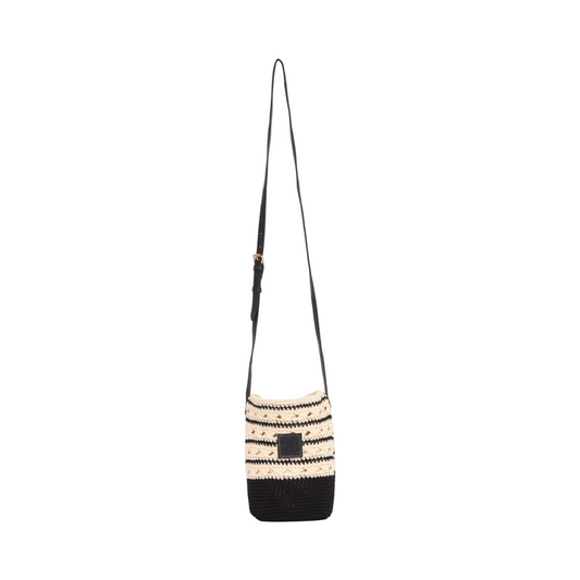 Knitted Crossbody Bag - Black White