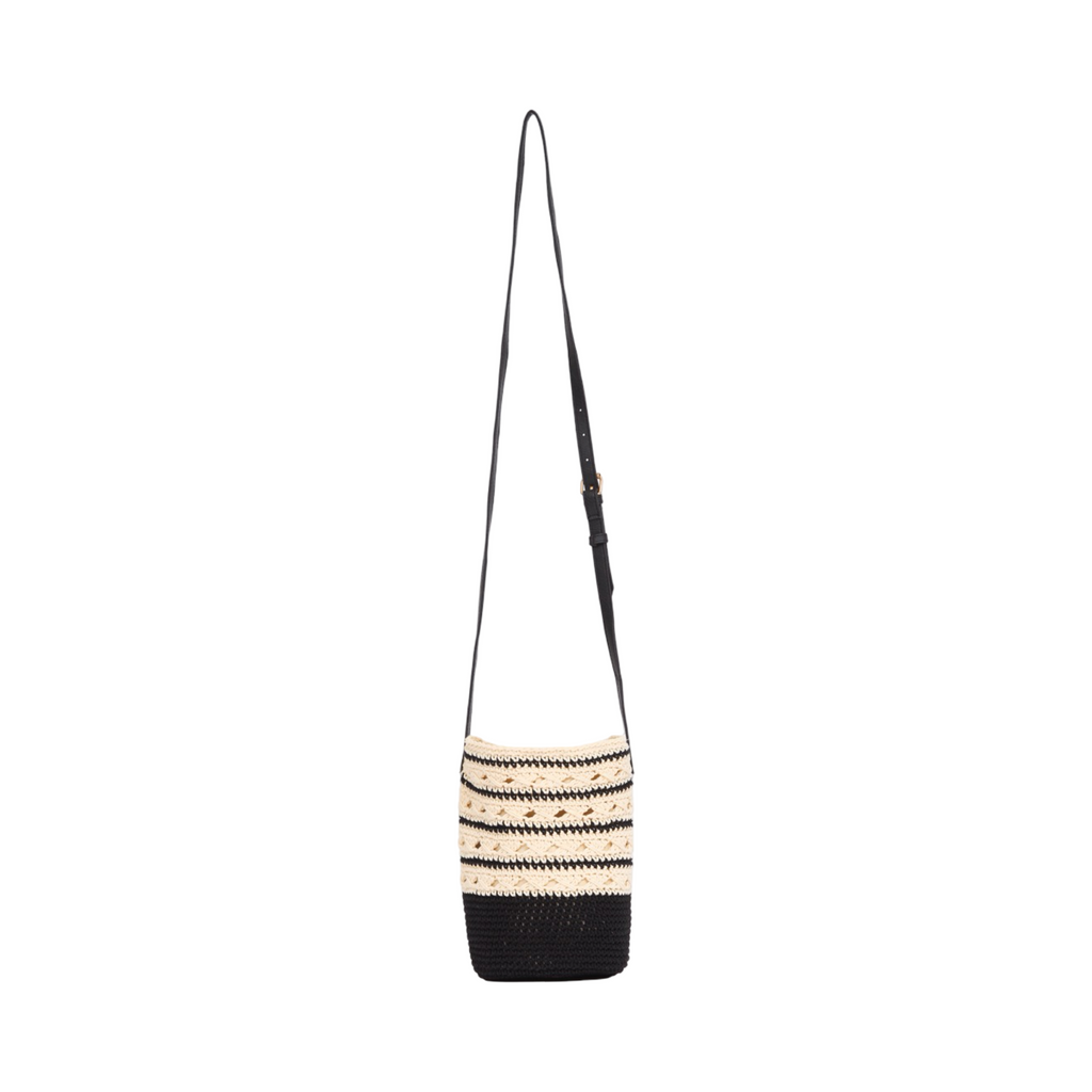Knitted Crossbody Bag - Black White