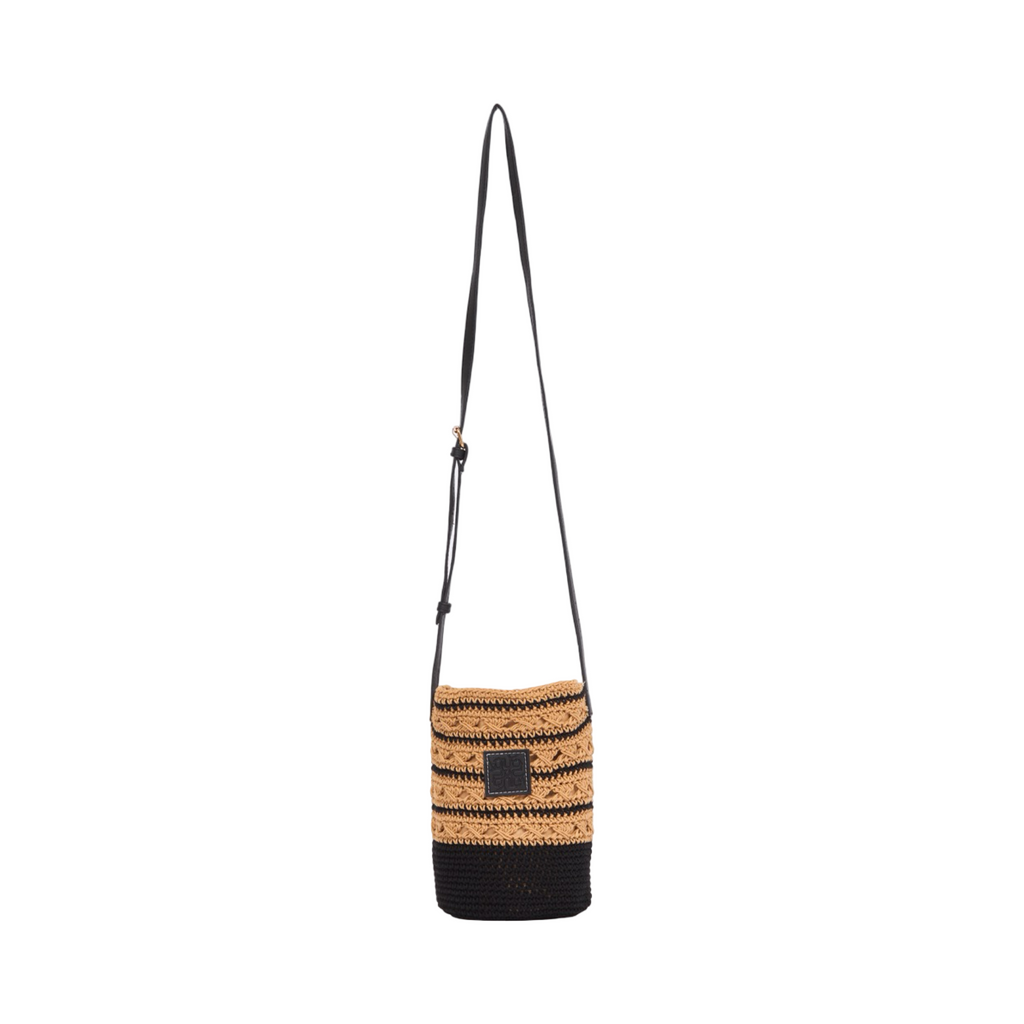 Knitted Crossbody Bag - Black Brown