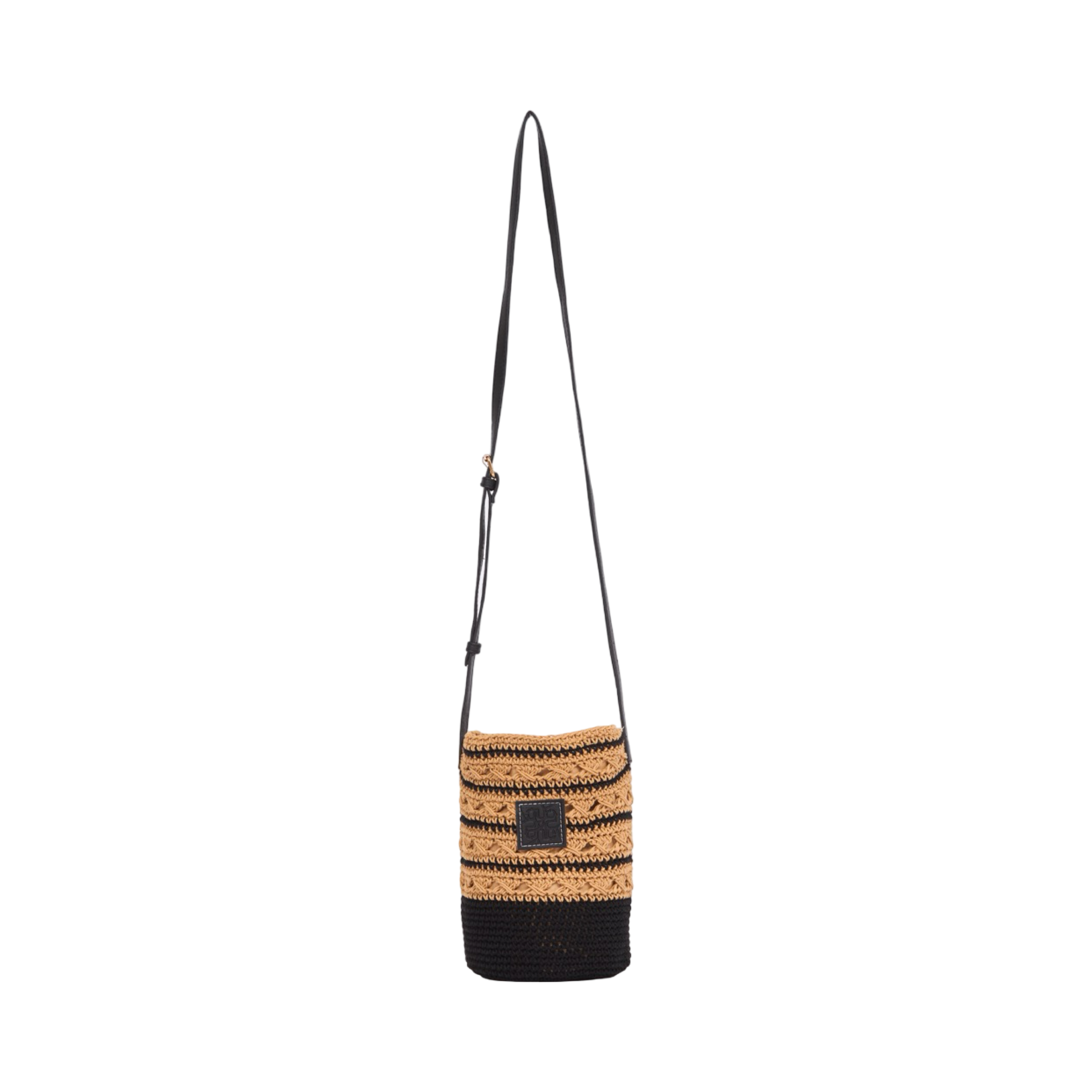 Knitted Crossbody Bag - Black Brown