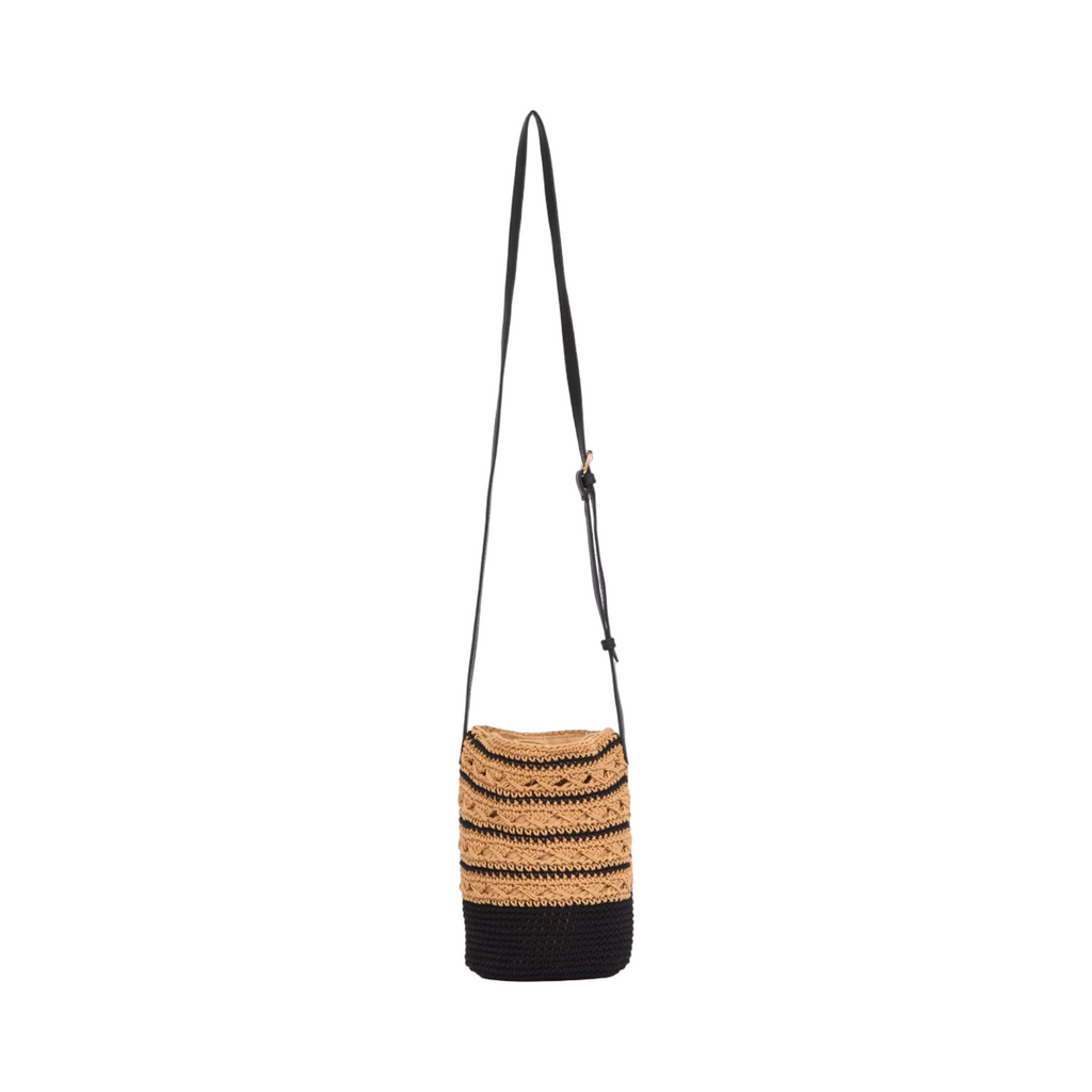 Knitted Crossbody Bag - Black Brown