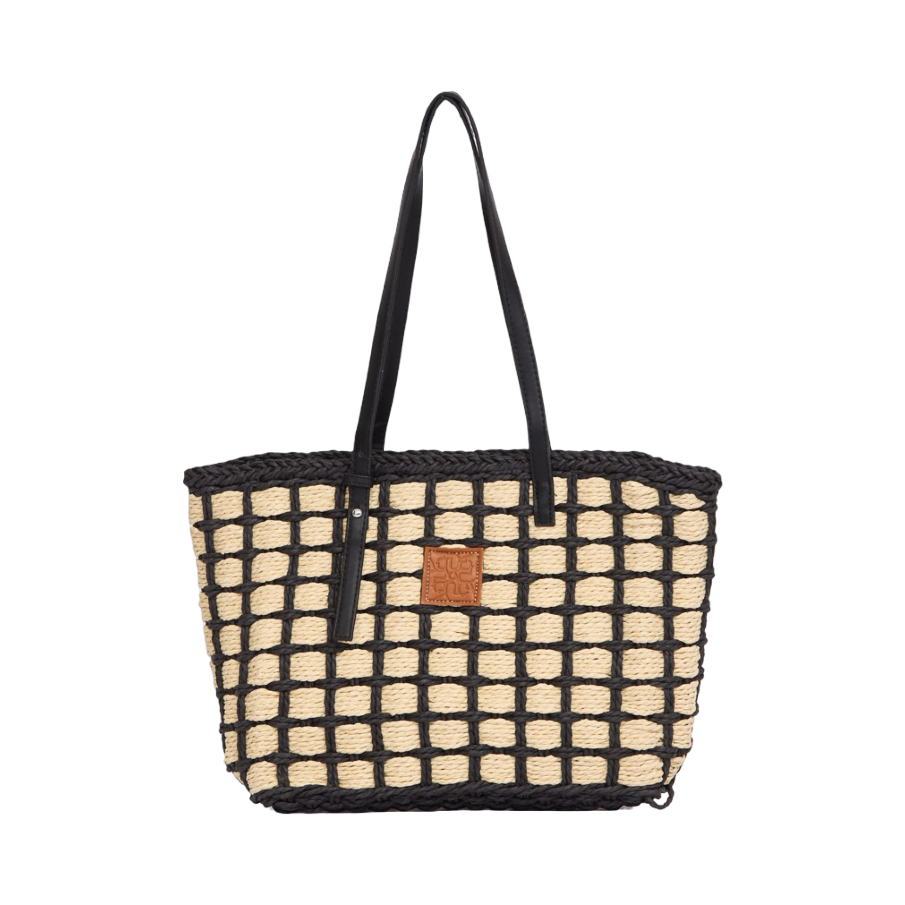 Everyday Earth – Straw Grid Tote Bag – Black