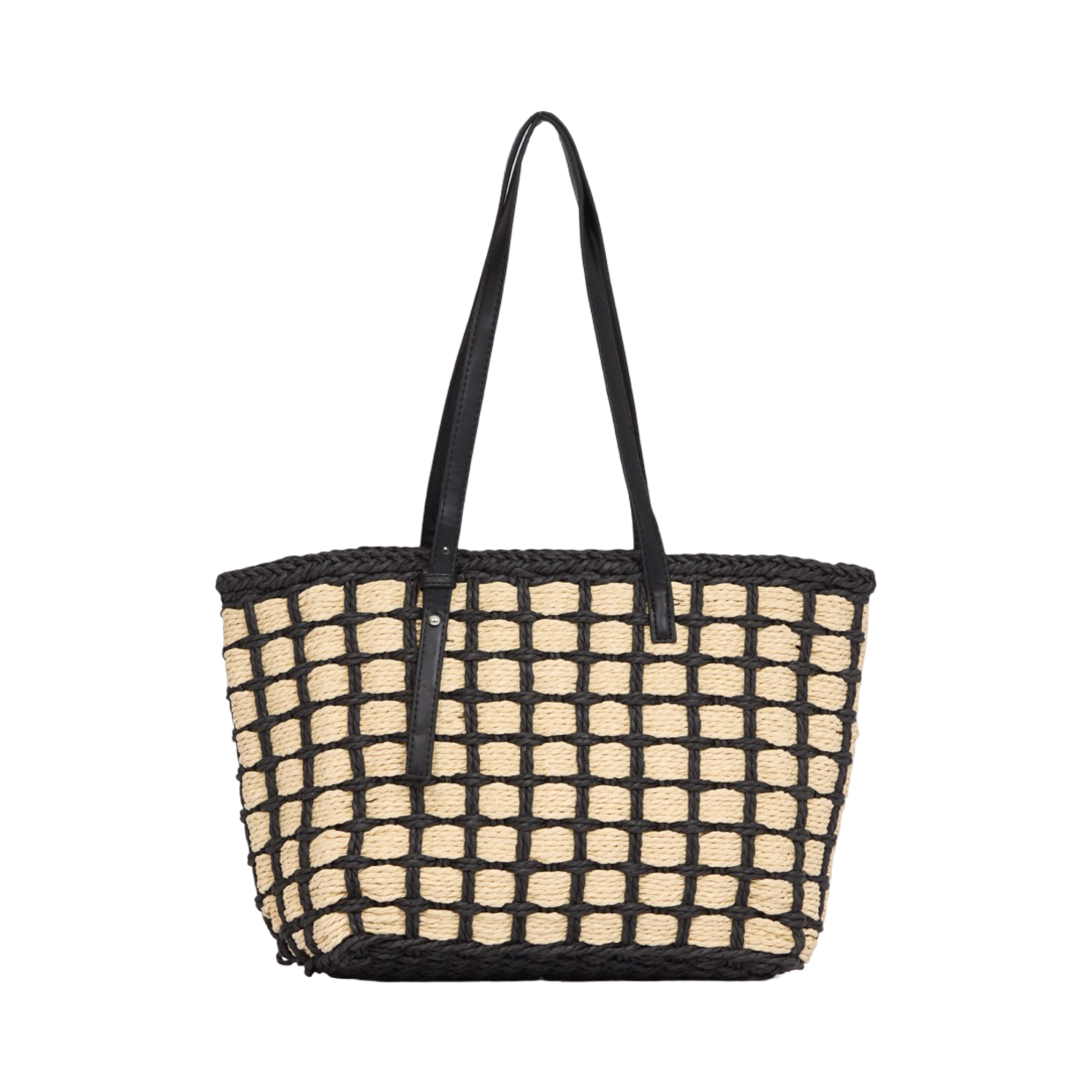 Everyday Earth – Straw Grid Tote Bag – Black