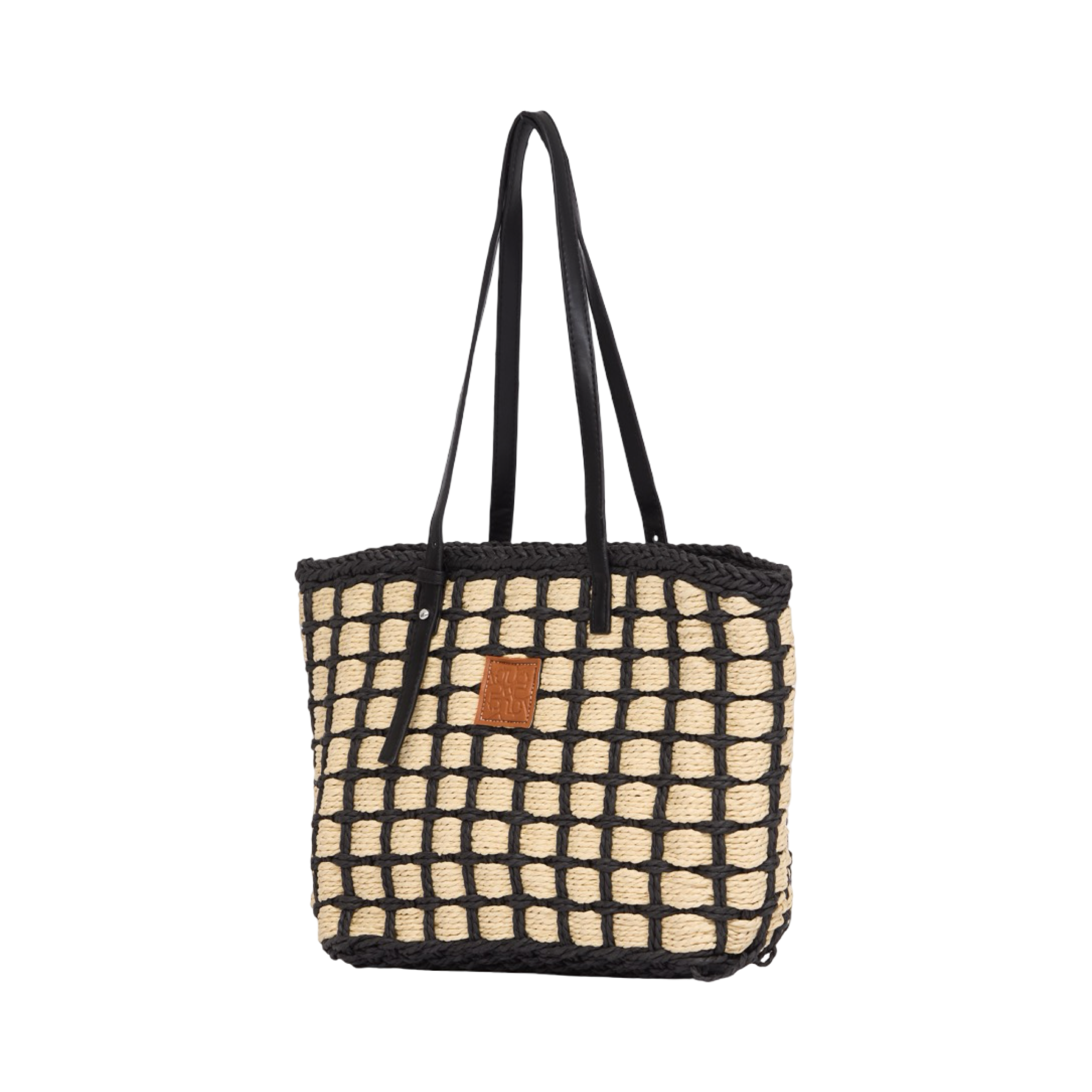 Everyday Earth – Straw Grid Tote Bag – Black