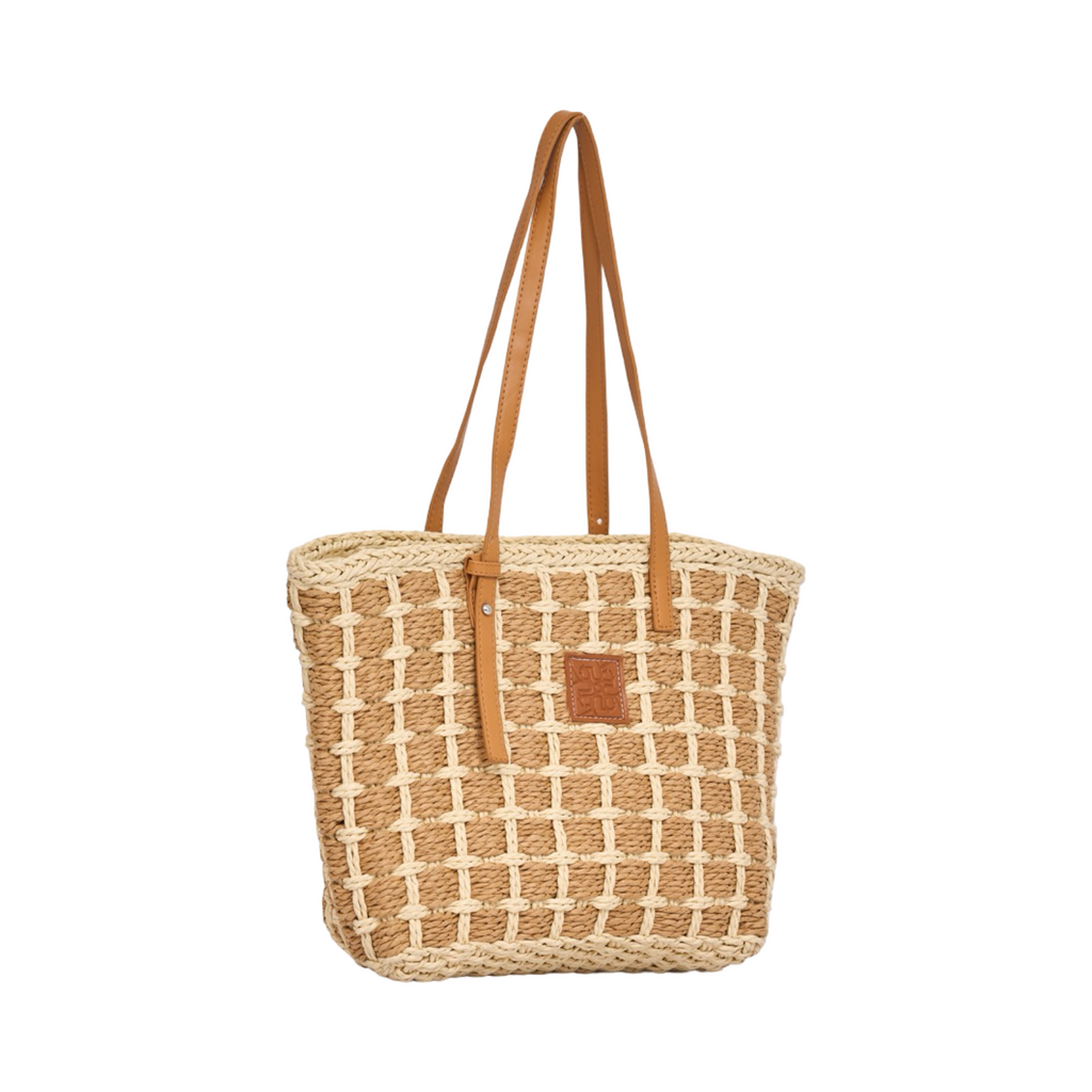 Everyday Earth – Straw Grid Tote Bag – Brown