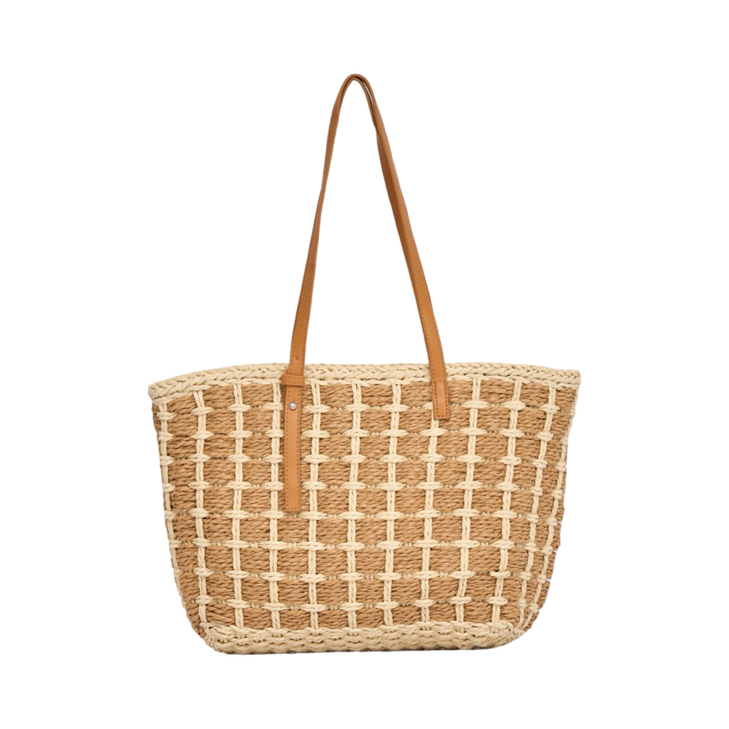 Everyday Earth – Straw Grid Tote Bag – Brown