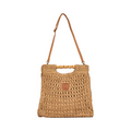Everyday Earth – Straw Tote Clutch with Wood Handle – Brown