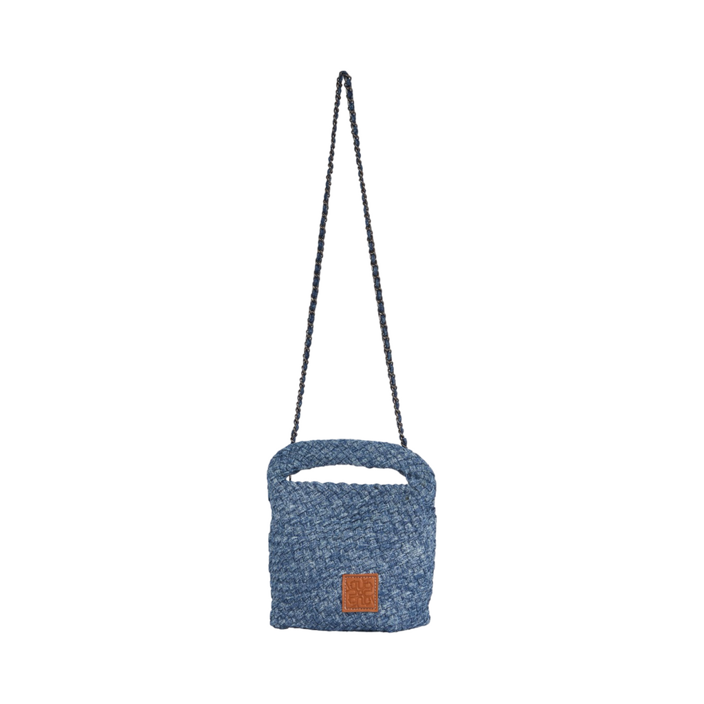Midnight Weave – Denim Crossbody Bag S – Deep Fade