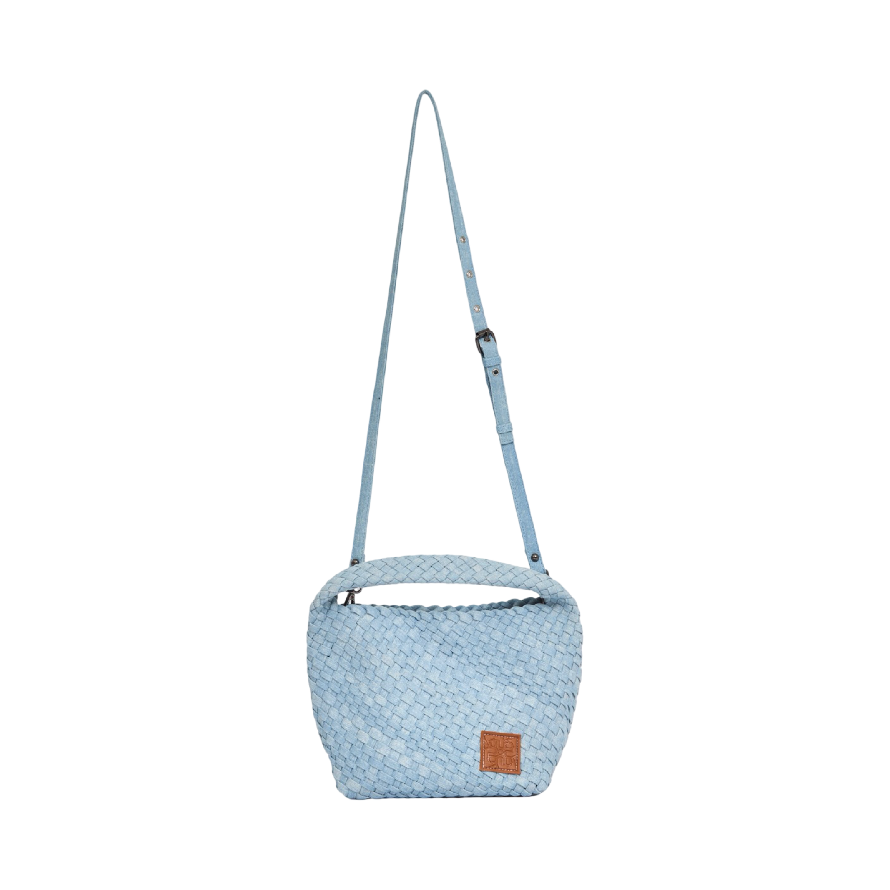 Midnight Weave – Denim Tote Bag M – Sky Blue