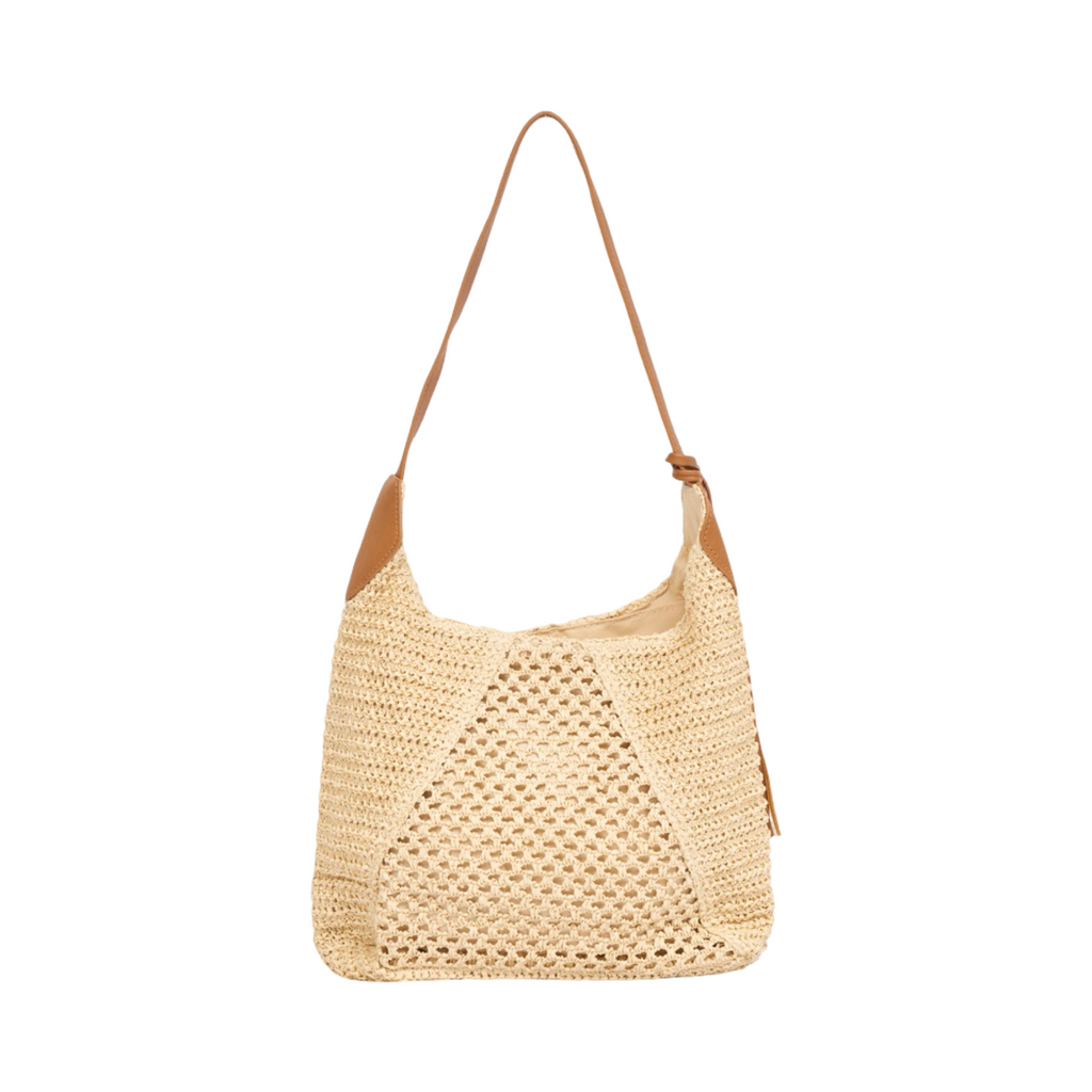Everyday Earth – Straw Shoulder Bag With Tassel – Beige