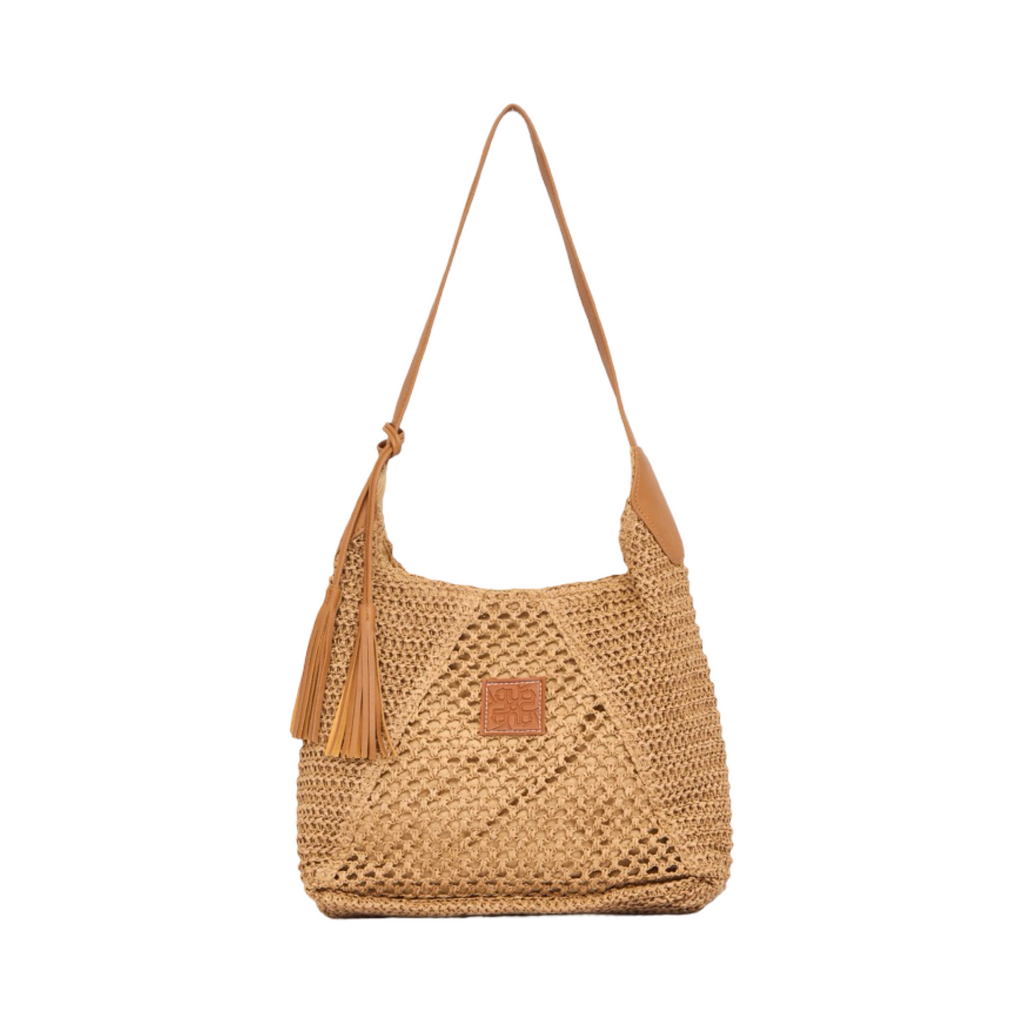 Everyday Earth – Straw Shoulder Bag With Tassel – Brown