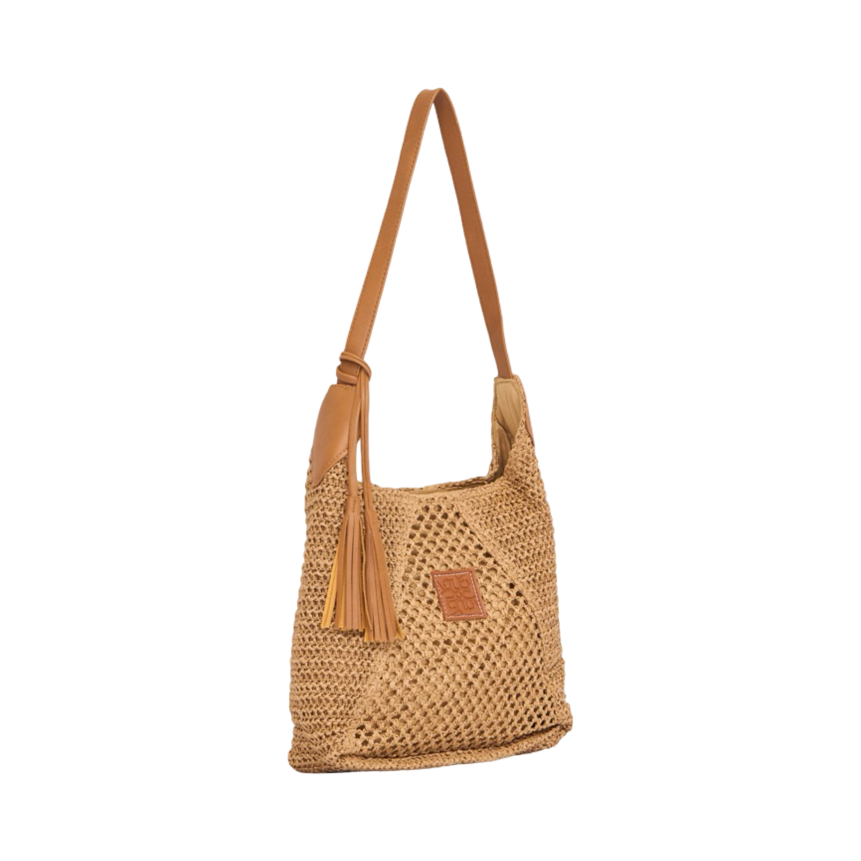 Everyday Earth – Straw Shoulder Bag With Tassel – Brown