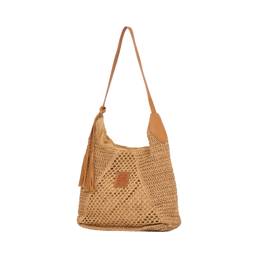 Everyday Earth – Straw Shoulder Bag With Tassel – Brown