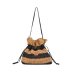 Everyday Earth – Drawstring Strips Shoulder Bag – Brown