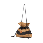 Everyday Earth – Drawstring Strips Shoulder Bag – Brown