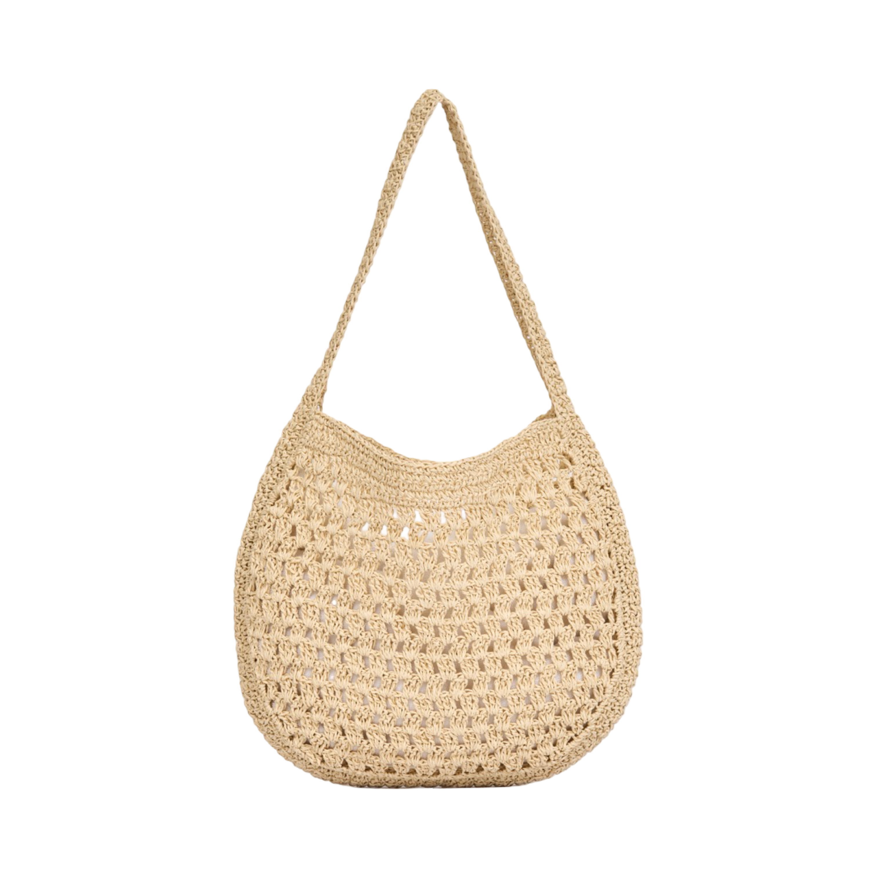 Knitted Hobo Tote Bag - White
