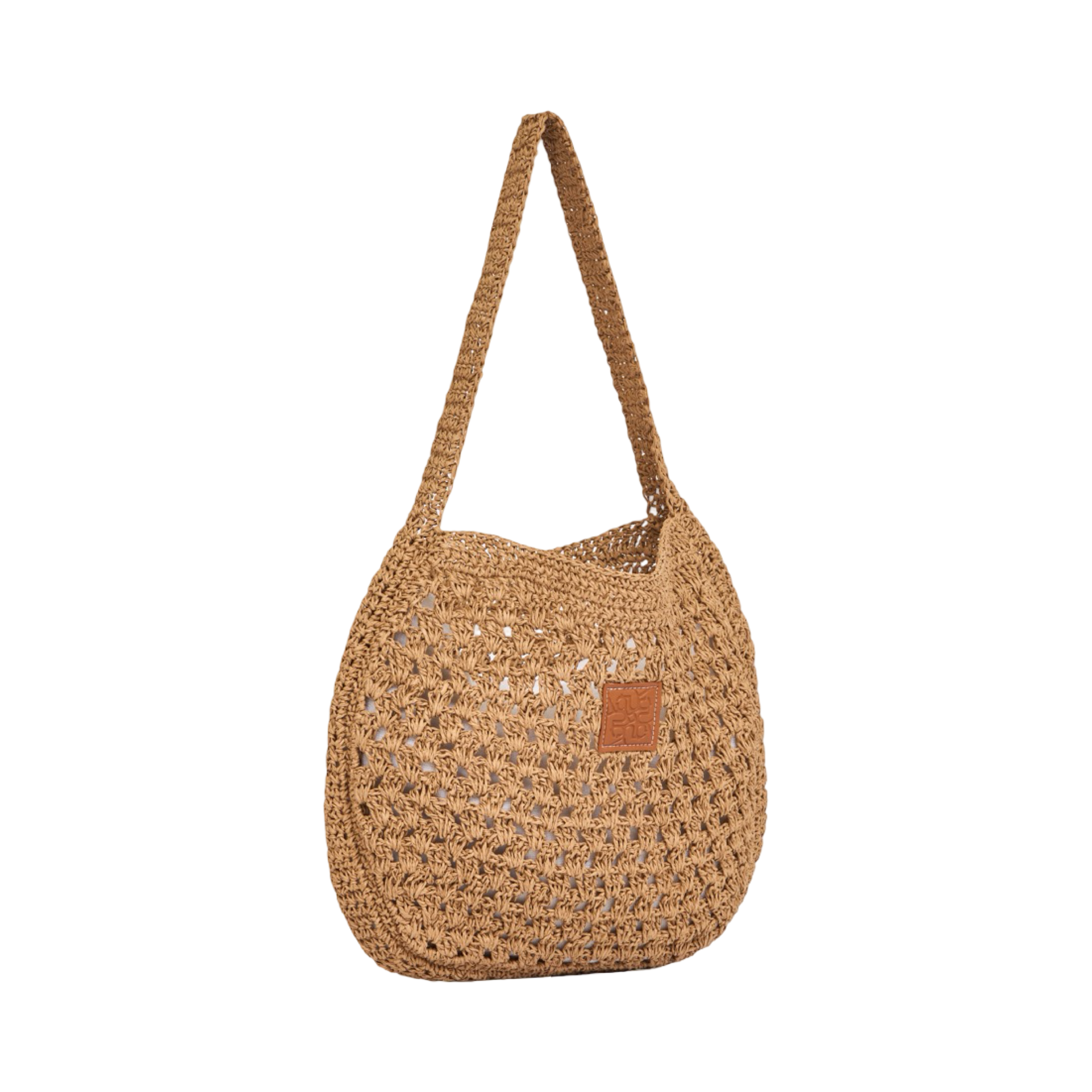 Knitted Hobo Tote Bag - Brown