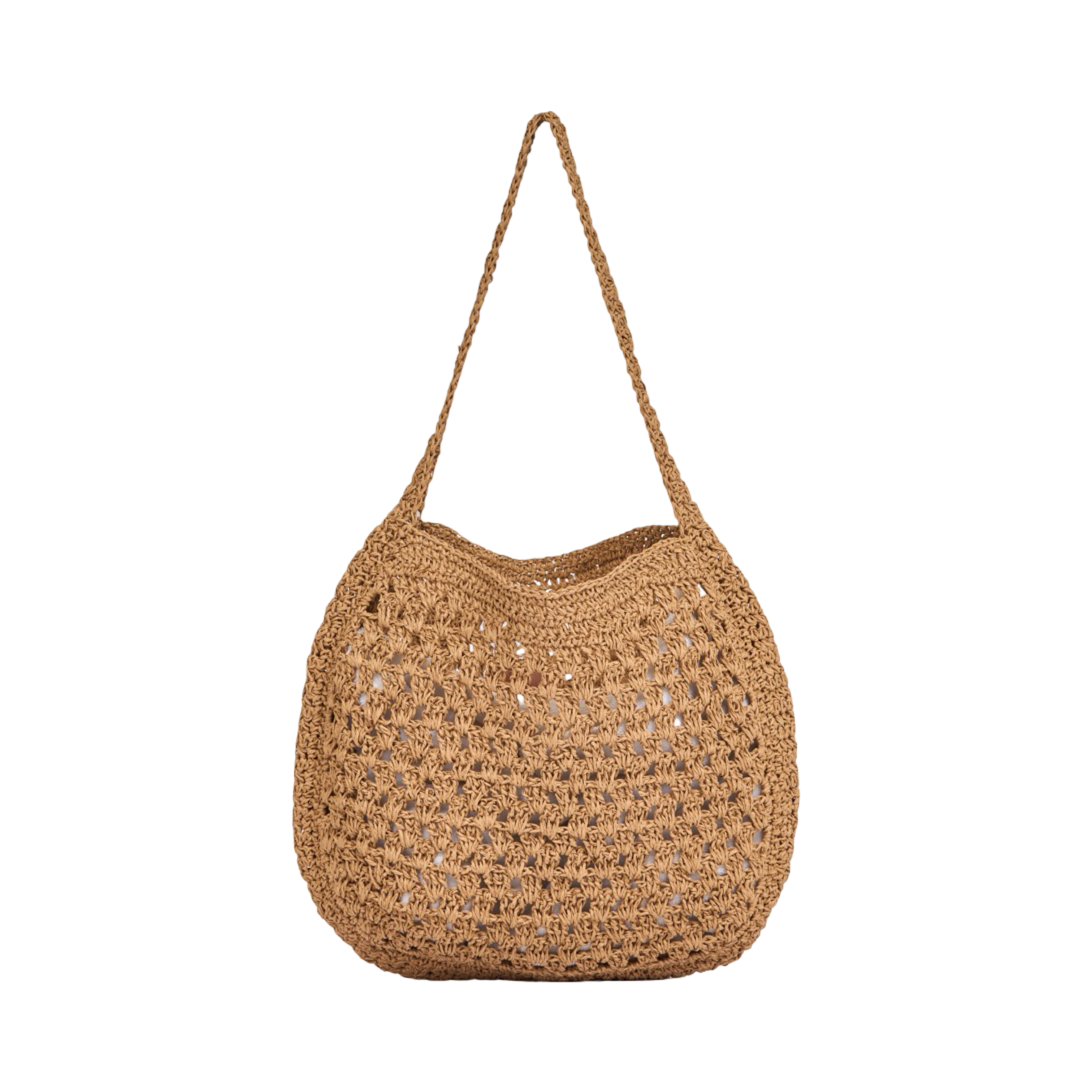 Knitted Hobo Tote Bag - Brown