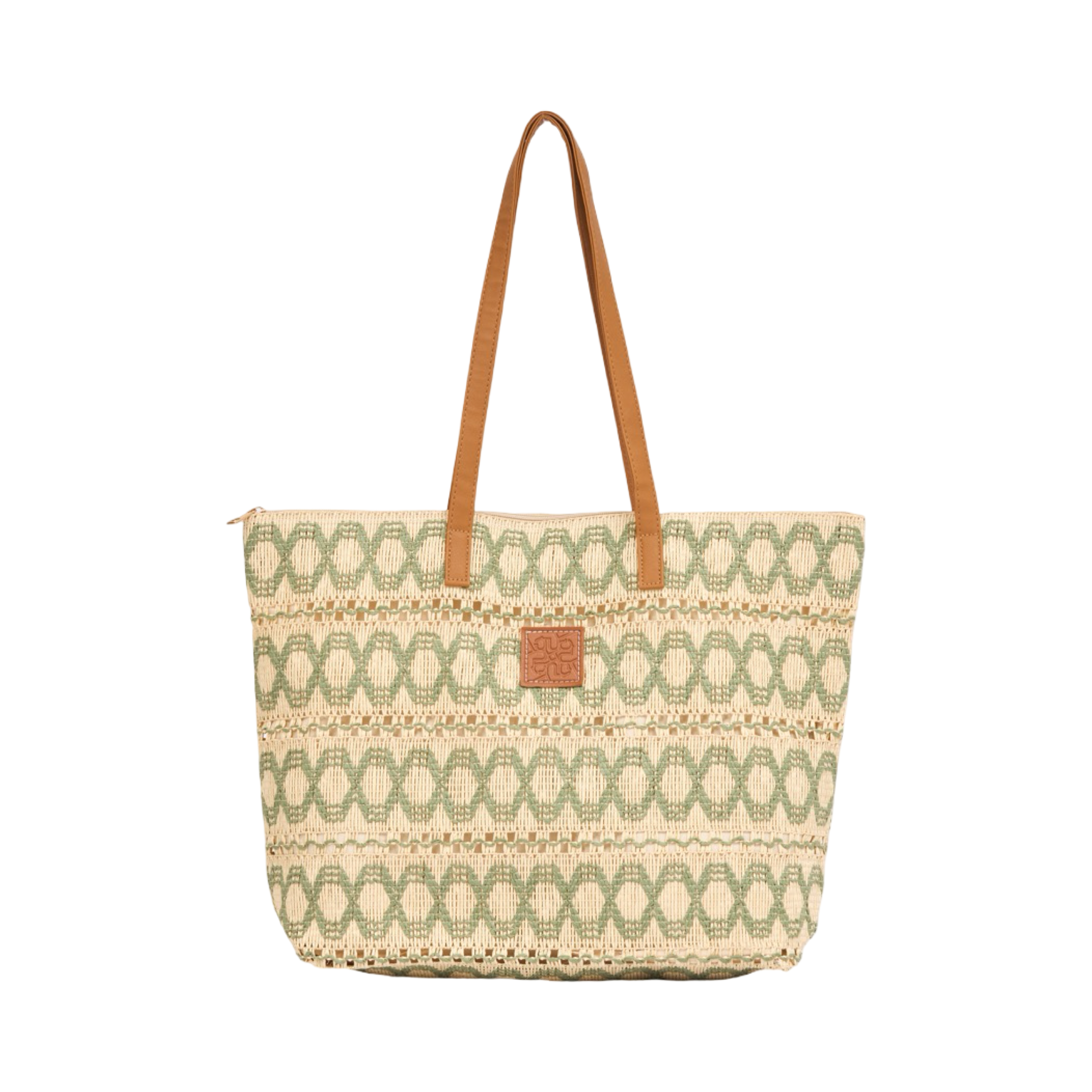 Knitted Colored Tote Bag - Green