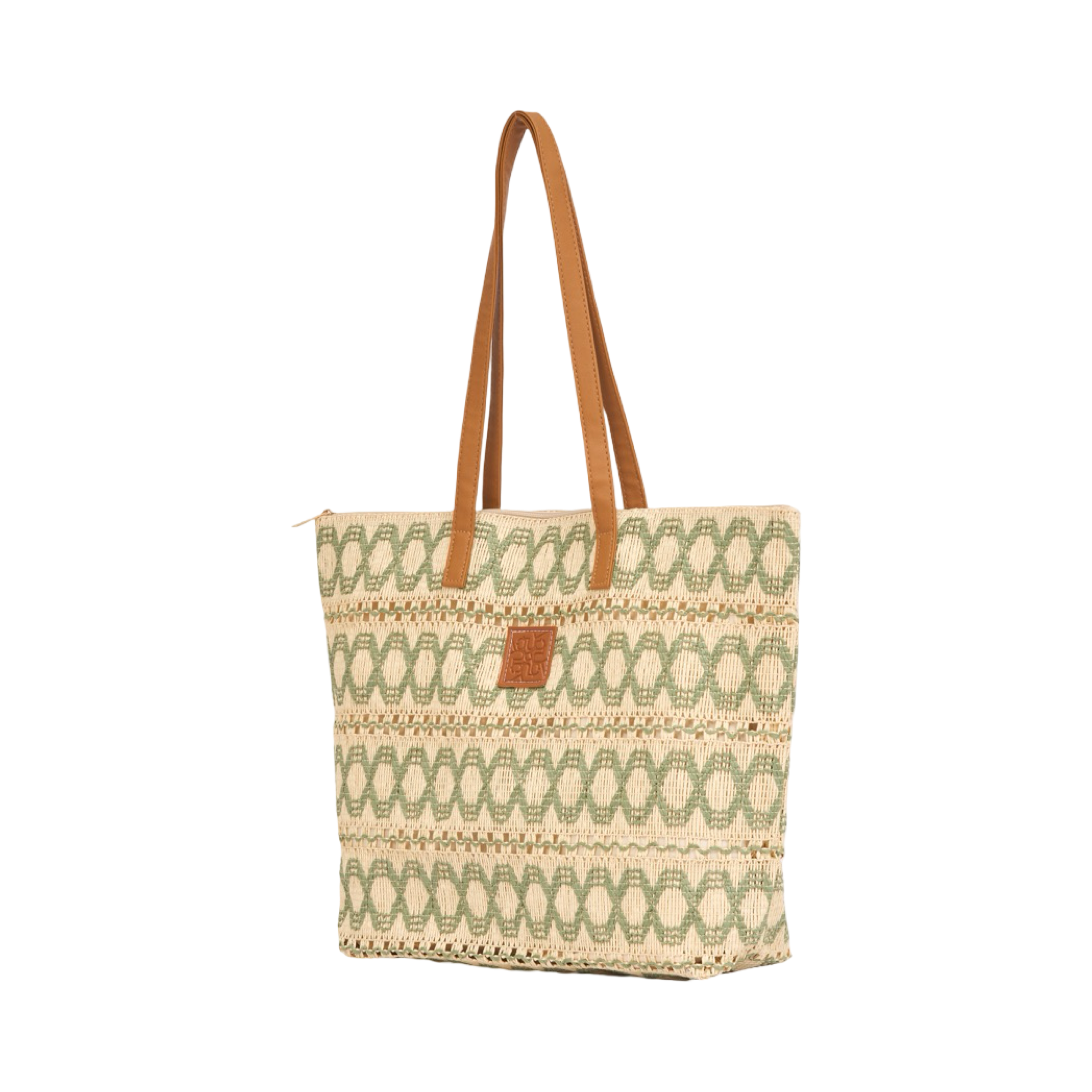 Knitted Colored Tote Bag - Green